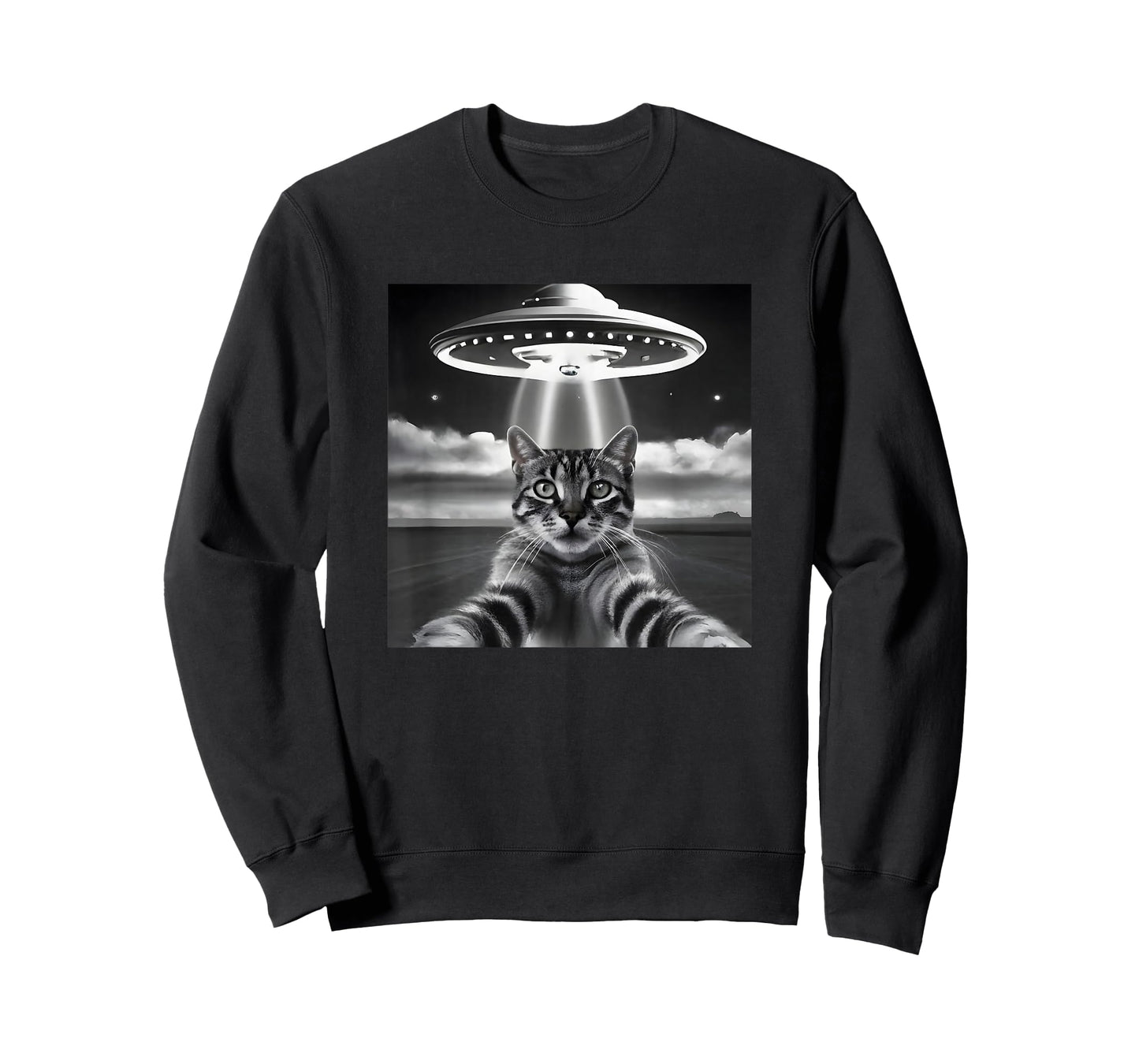 Cat UFO Selfie Funny Alien Invasion Retro Classic Photo T-Shirt