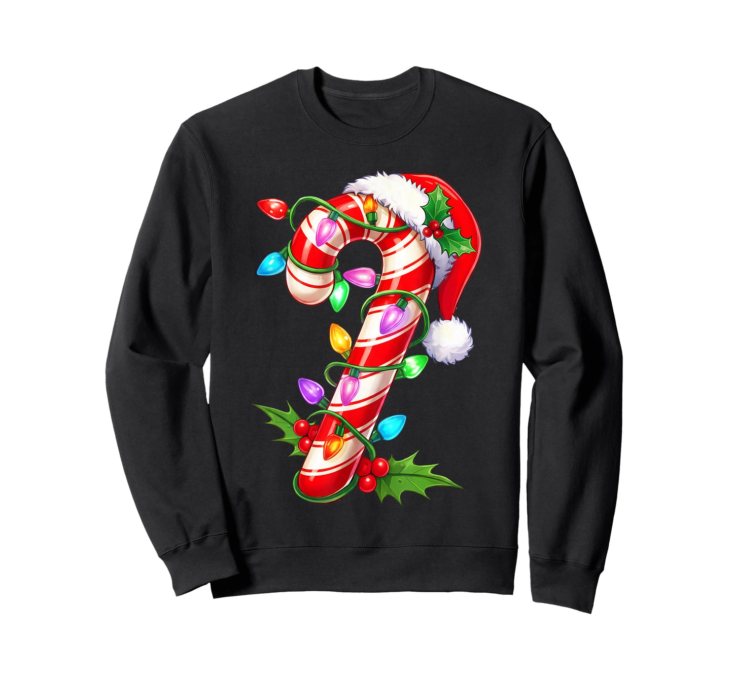 Red & White Candy Cane Crew Christmas Santa Hat Xmas Holiday T-Shirt