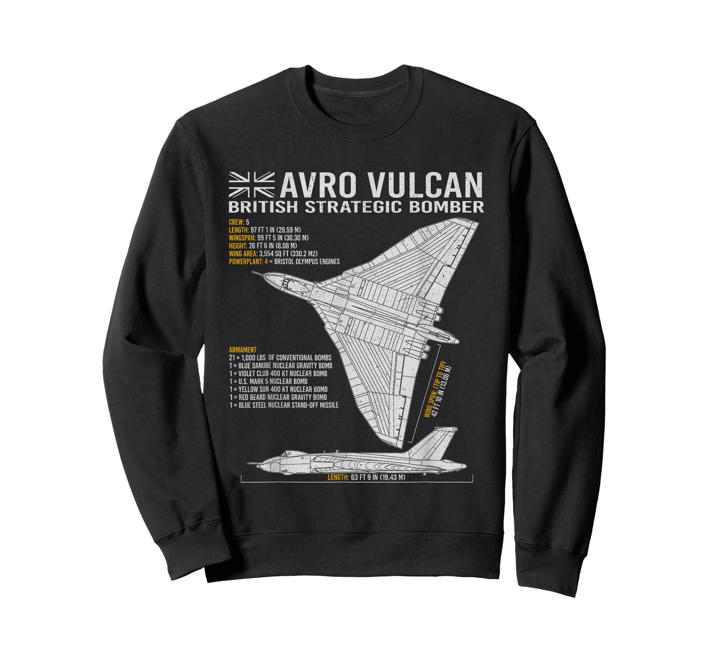 Vulcan Bomber RAF Airplane Aircraft War Tarpaulin Blueprint T-Shirt