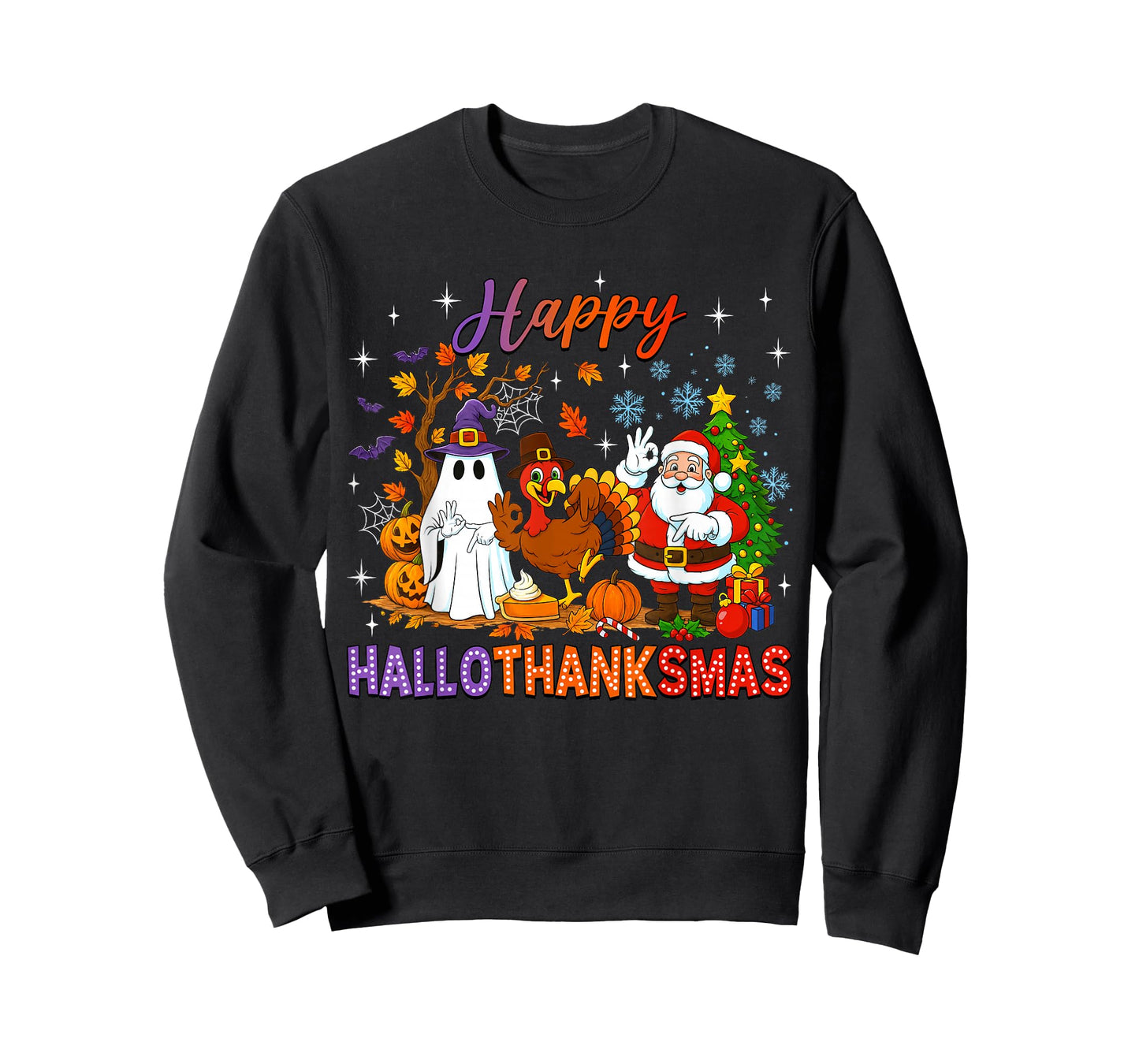 Happy Hallothanksmas Halloween Thanksgiving 67 Christmas T-Shirt