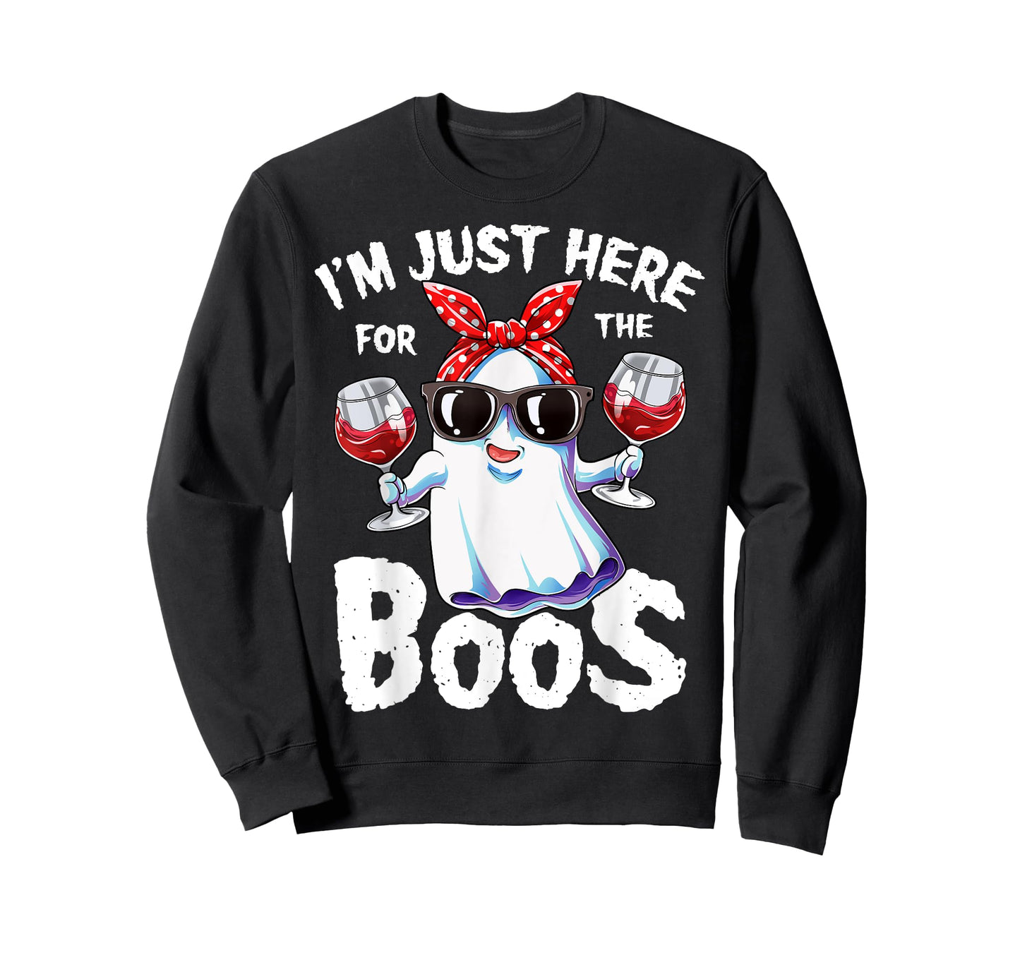 I'm Just Here For The Boos Halloween Women Ghost Cute Funny T-Shirt