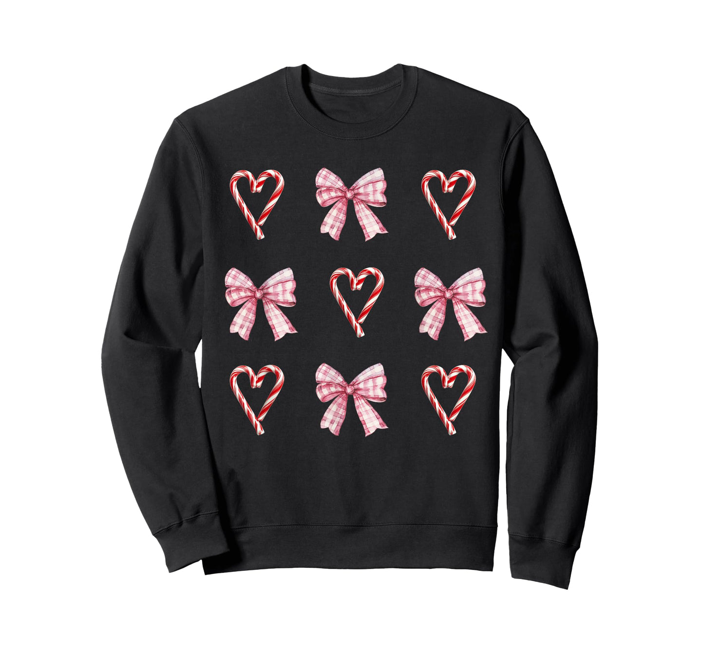 Heart Candy Cane Pink Bow Christmas T-Shirt