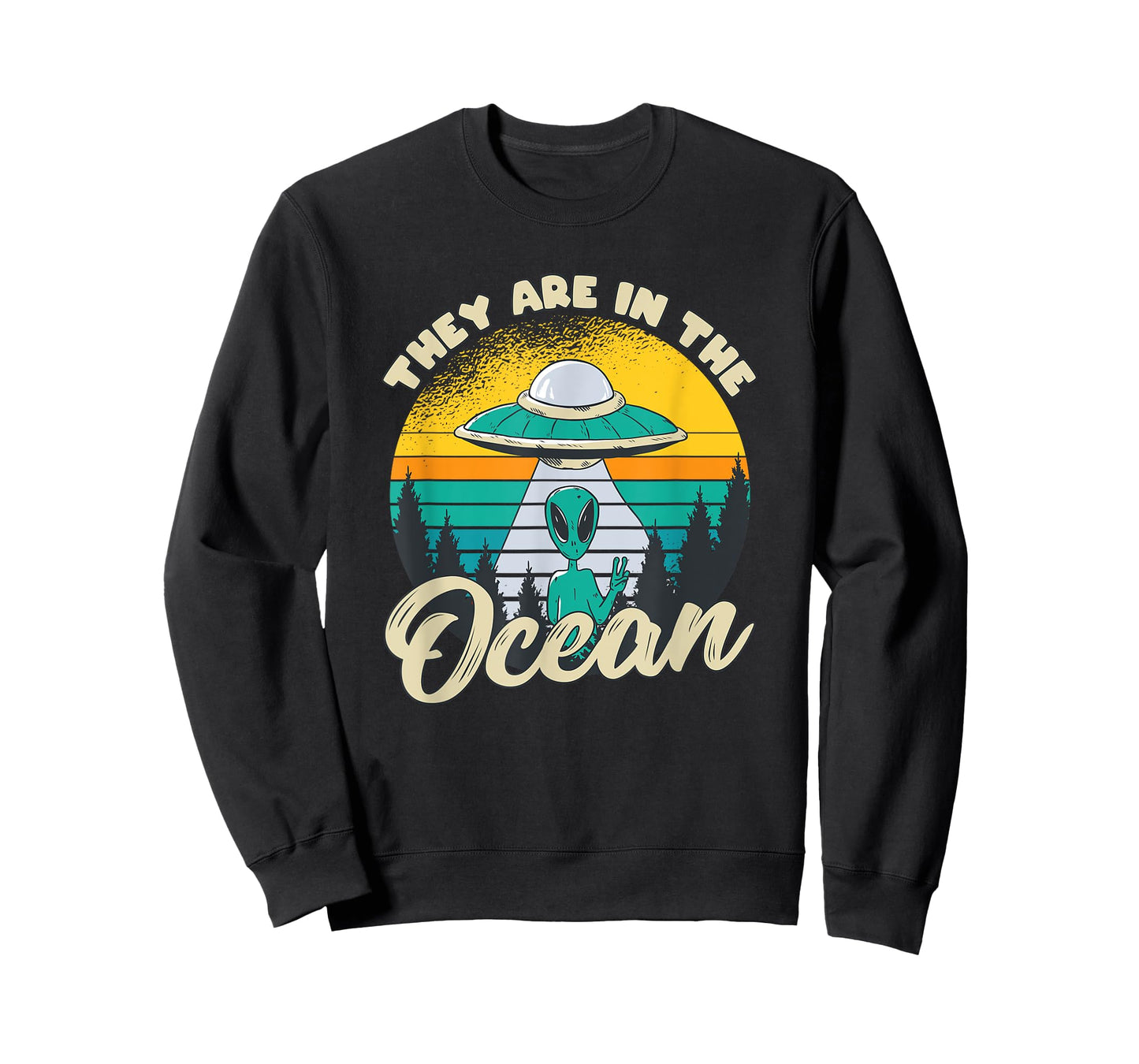 Retro Alien Abduction They Are In The Ocean Ufo Sighting T-Shirt