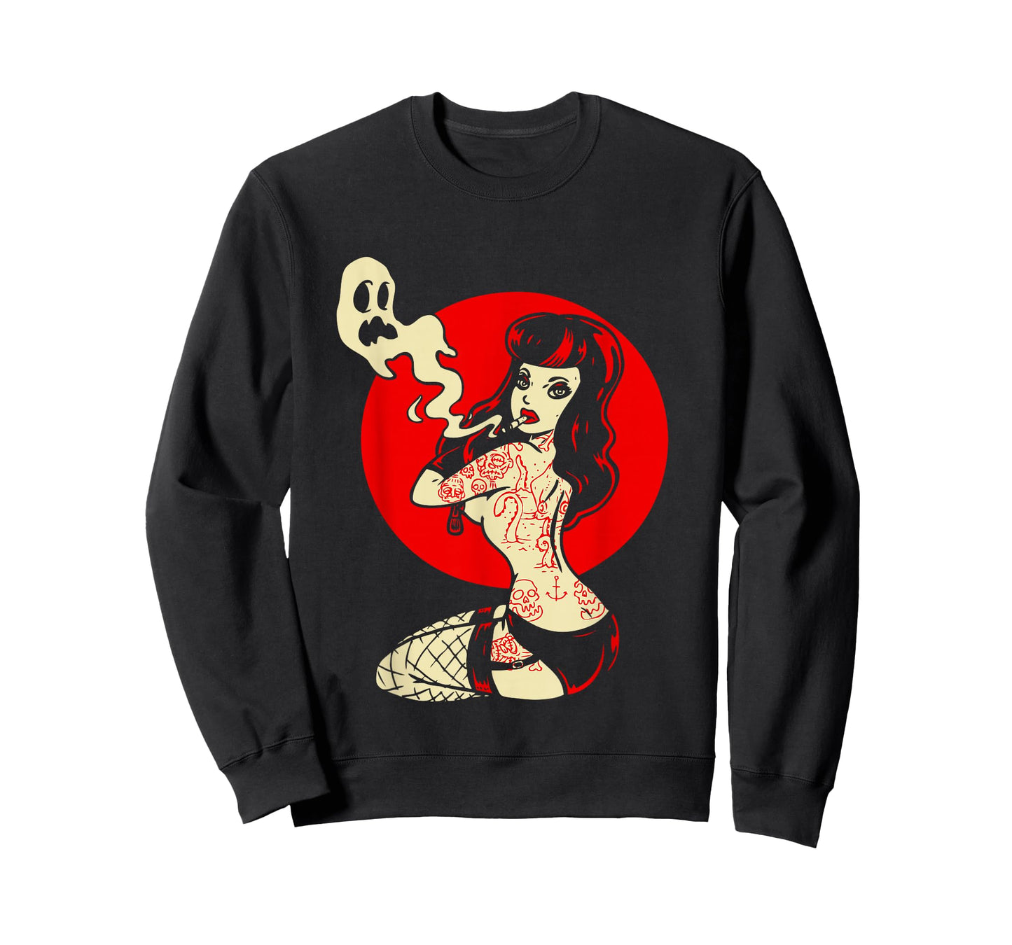 Horror Pinup Sexy Goth Girl Burlesque - Psychobilly Punk Art T-Shirt