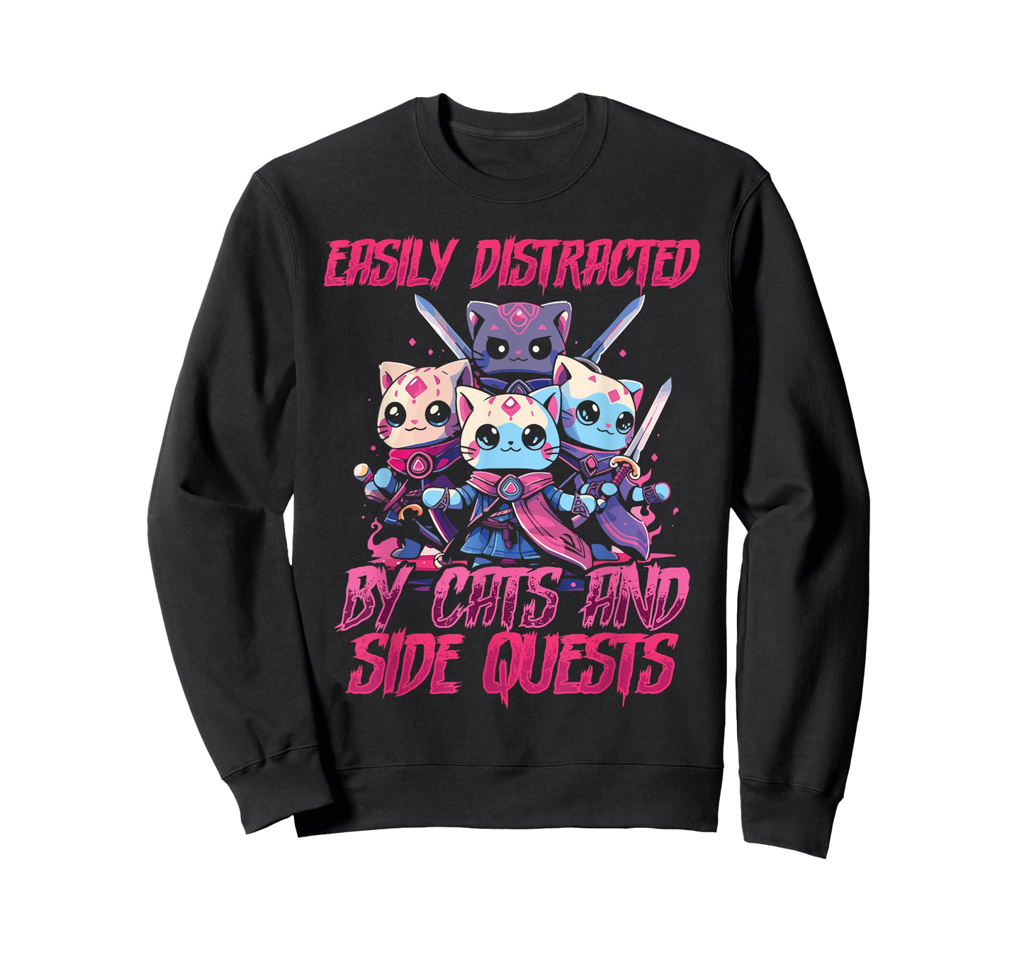 Rpg Gamer Cats Side Quest Distracted Nerdy Tabletop Fun Men T-Shirt