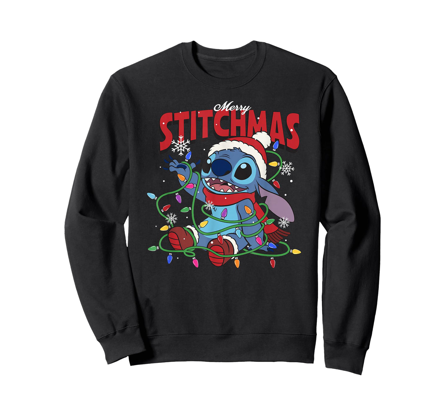 Disney Lilo & Stitch Merry Stitchmas Messy Christmas Lights T-Shirt