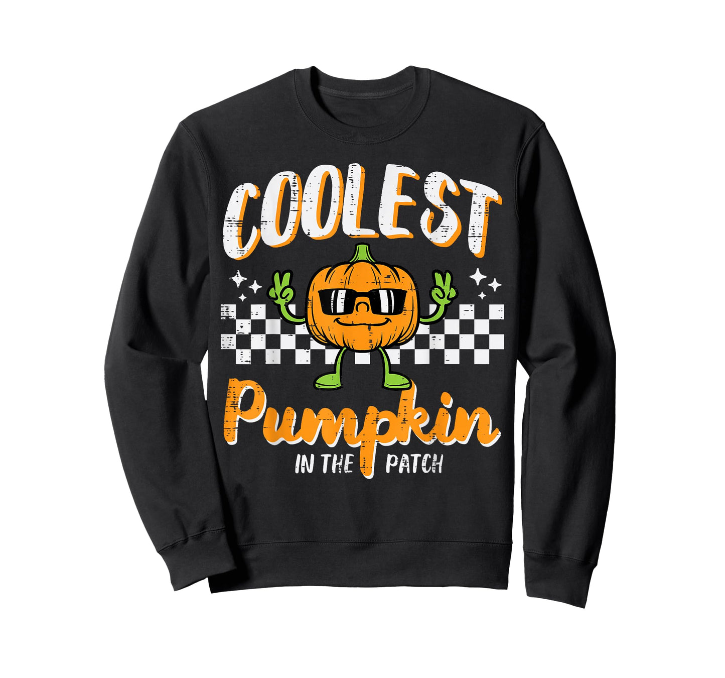 Coolest Pumpkin In Patch Halloween Retro Costume Groovy Boys T-Shirt