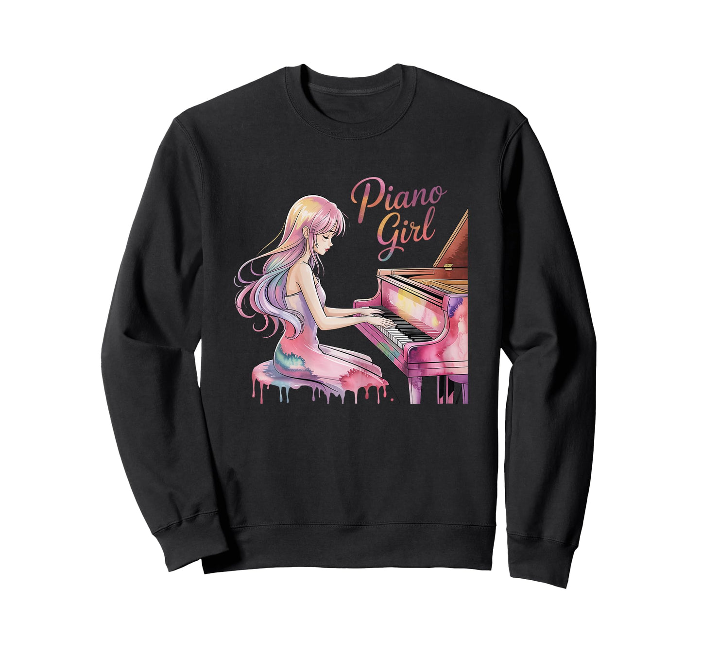 Piano Girl Anime Music Lover Pastel Artistic Pianists T-Shirt