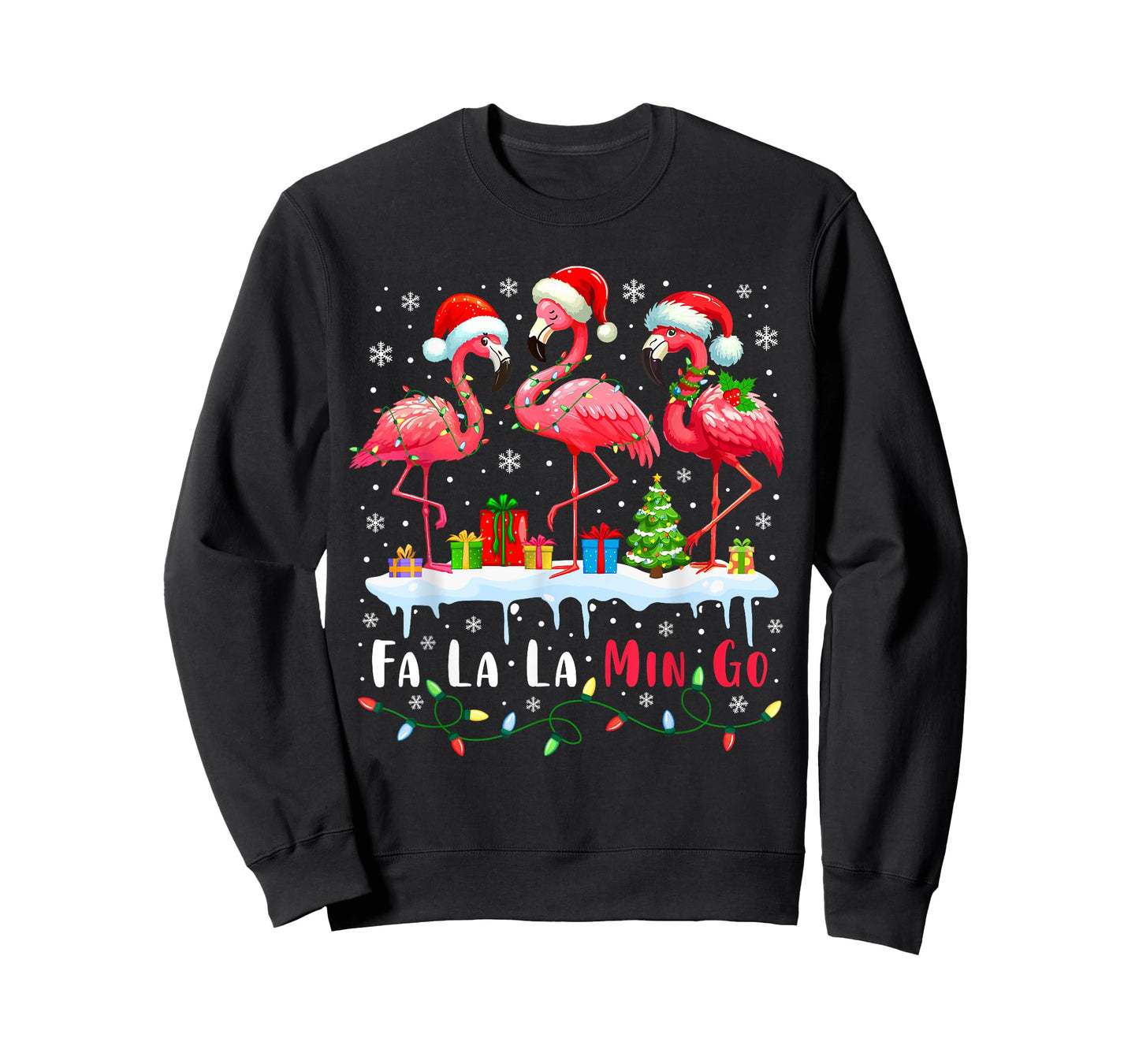 Fa La La Mingo Flamingo Christmas Tropical Xmas Tree Lights T-Shirt