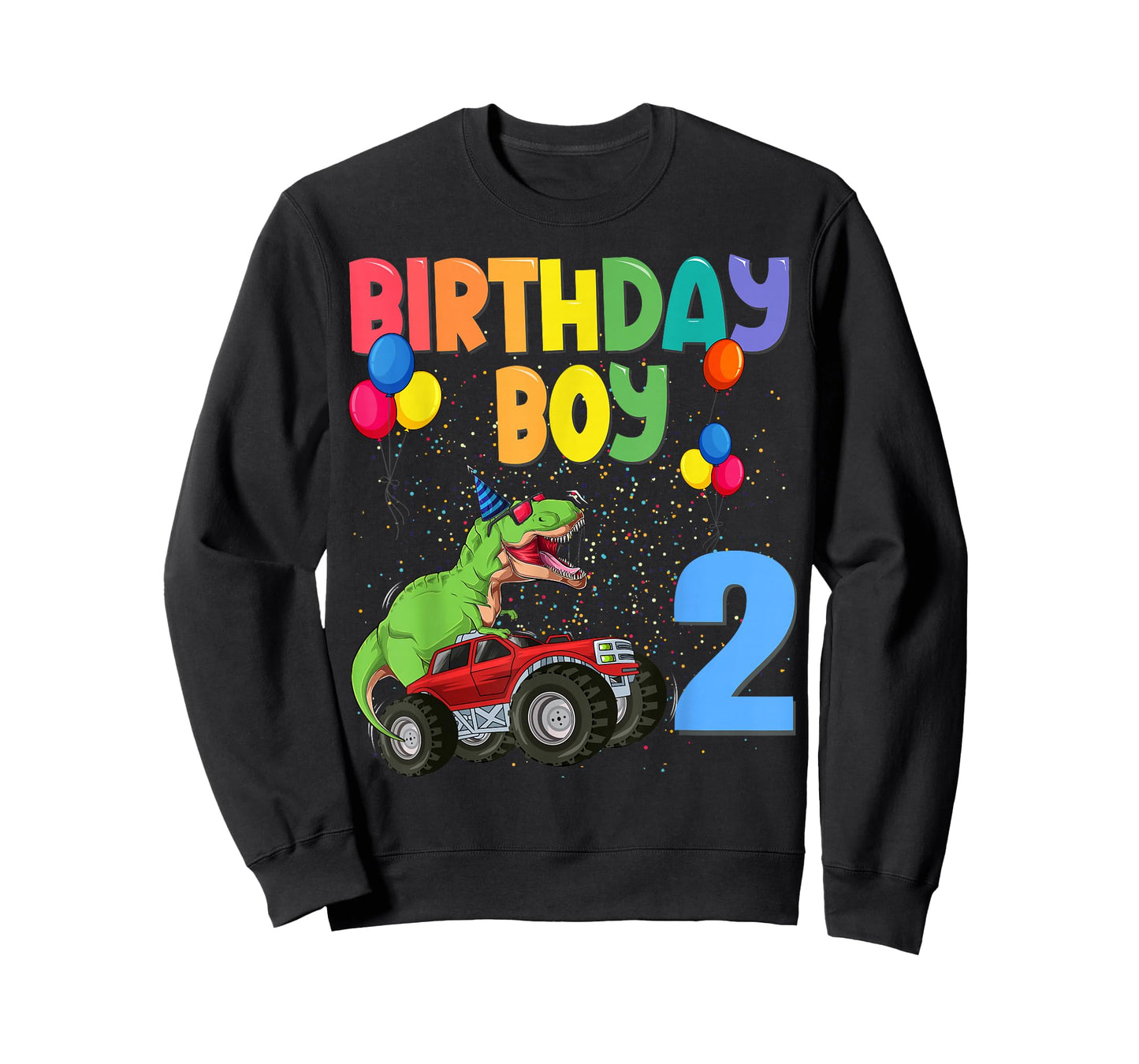 T Rex Monster Truck 2nd Birthday Boy 2 Years old Kids T-Shirt