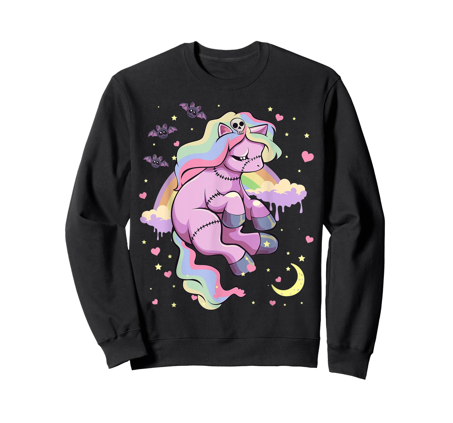 Pastel Goth Kawaii Sad Depressed Unicorn with Rainbow T-Shirt