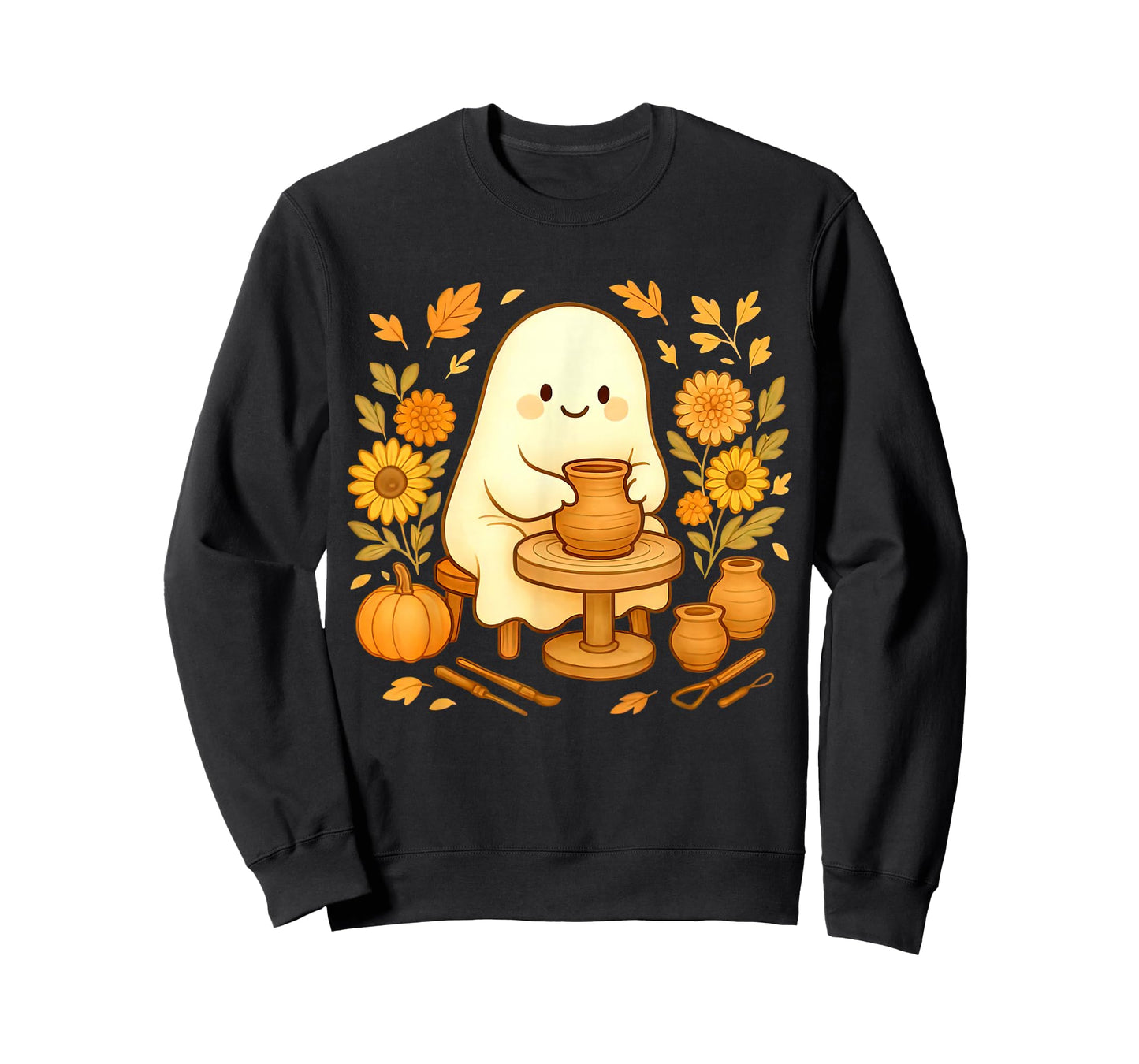 Halloween Ghost Pottery Fall Ceramic Artist Pumpkins Autumn T-Shirt