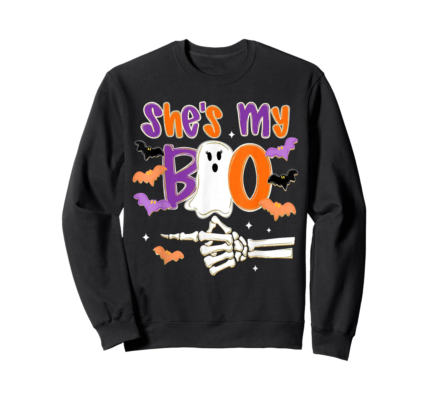 Halloween She's My Boo Funny Ghost Skeleton Spooky Couples T-Shirt