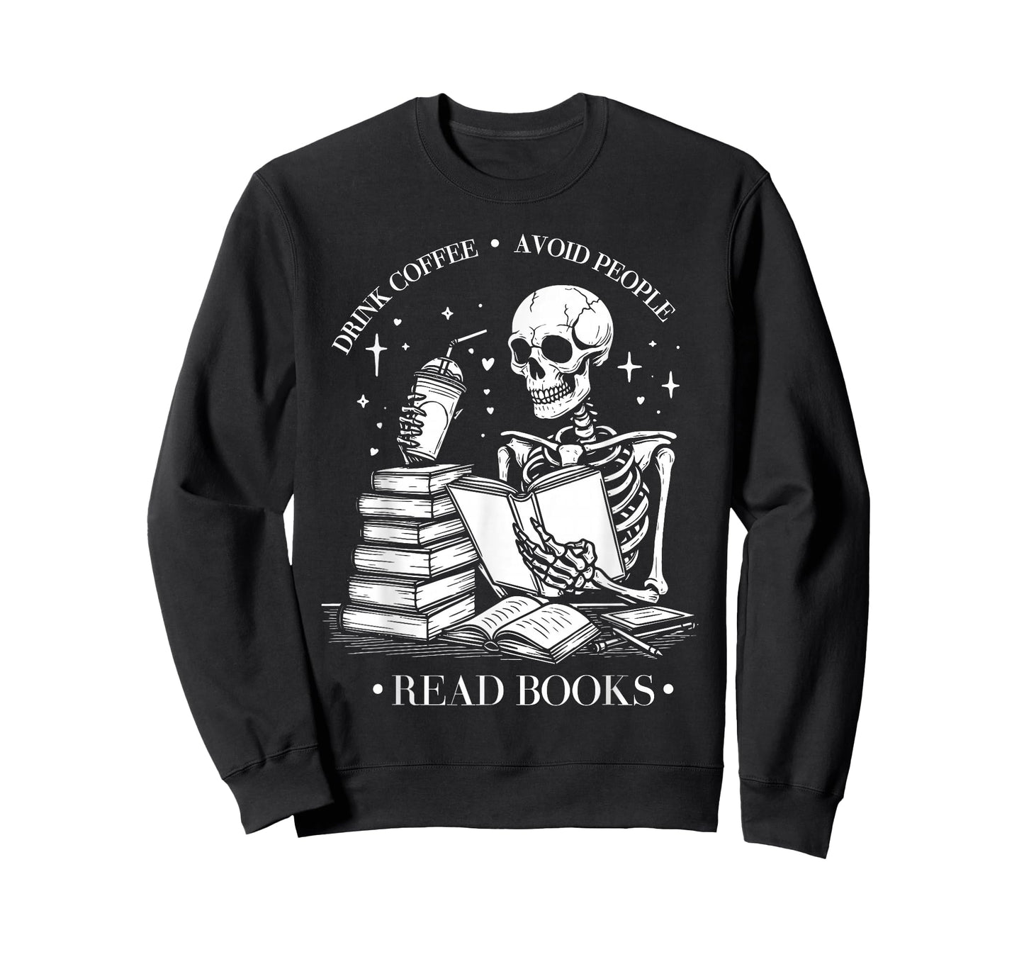 Drink Coffee Avoid People Read Books Halloween Skeleton T-Shirt