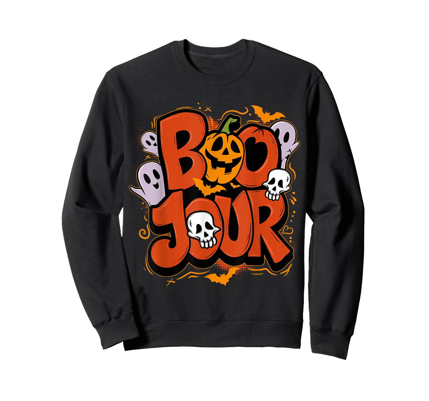Boo Jour Ghost Halloween Celebrating Funny Groovy T-Shirt