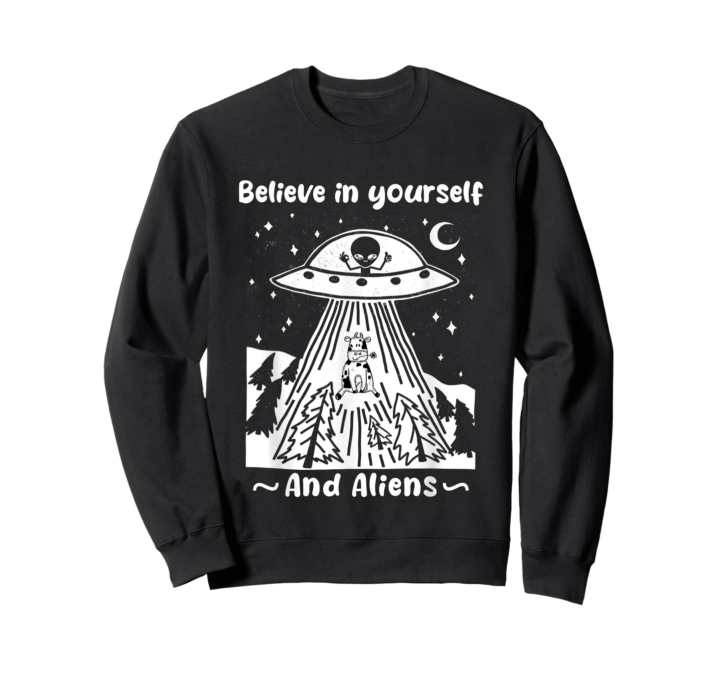 Believe In Yourself And Aliens Funny Alien Abduction Cow T-Shirt