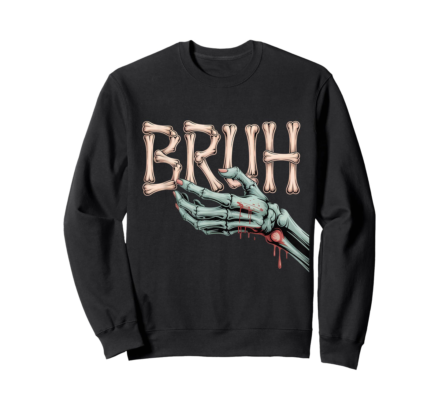 Bruh Skeleton Zombie Halloween Boys Kids Teens Graphic T-Shirt
