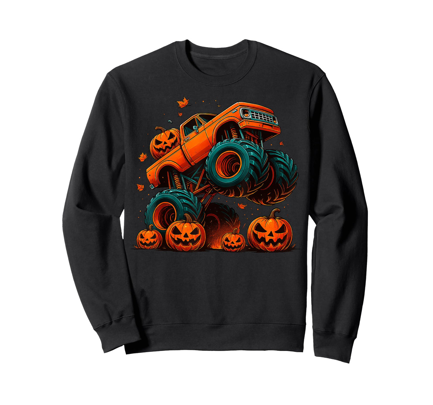 Monster Truck Halloween Jack O Lantern Pumpkin Men Boy Kid T-Shirt