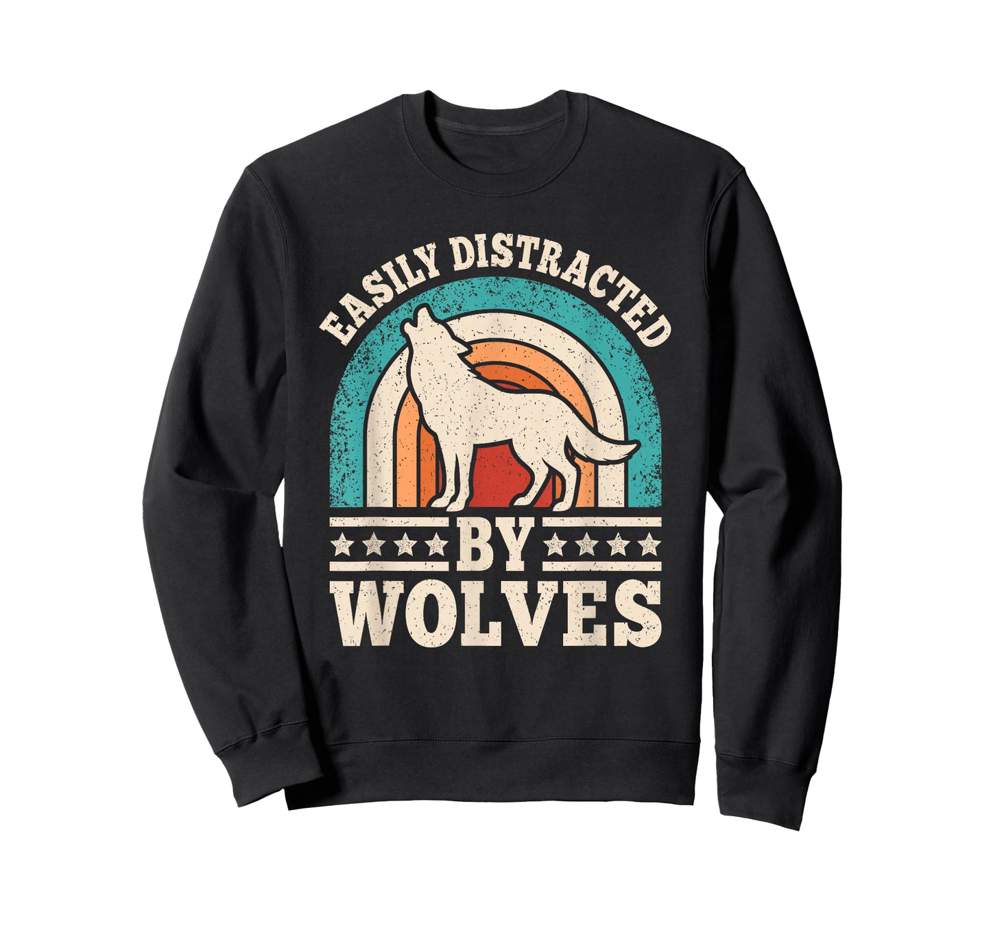 Easily Distracted by Wolves Retro Wolf Men Women T-Shirt