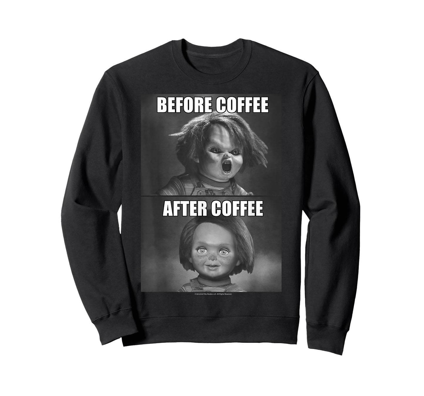 Child's Play Chucky Before Coffee After Coffee T-Shirt Small