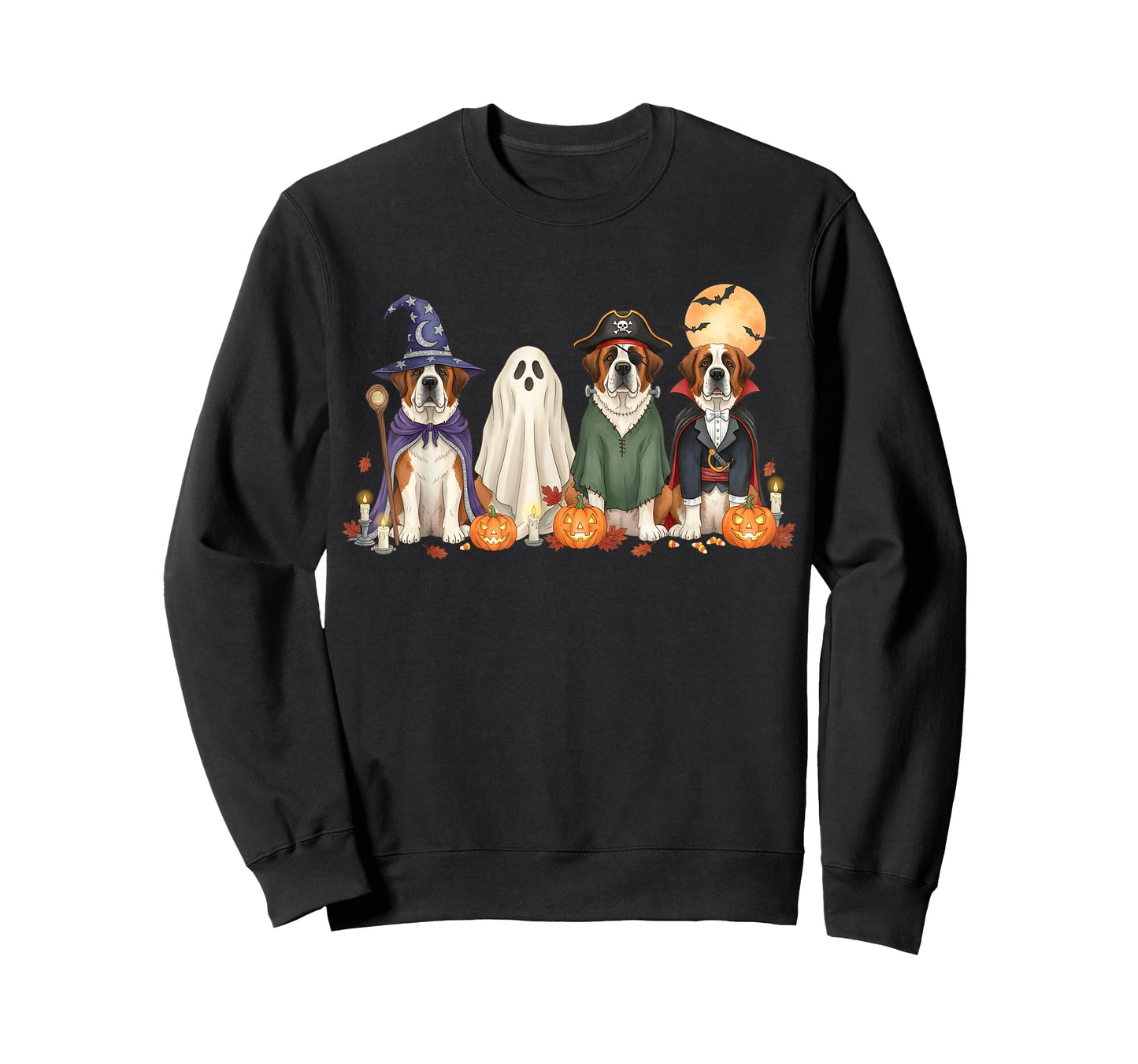 Spooky St. Bernard Dogs Ghost Witch Mummy Saint Bernard T-Shirt