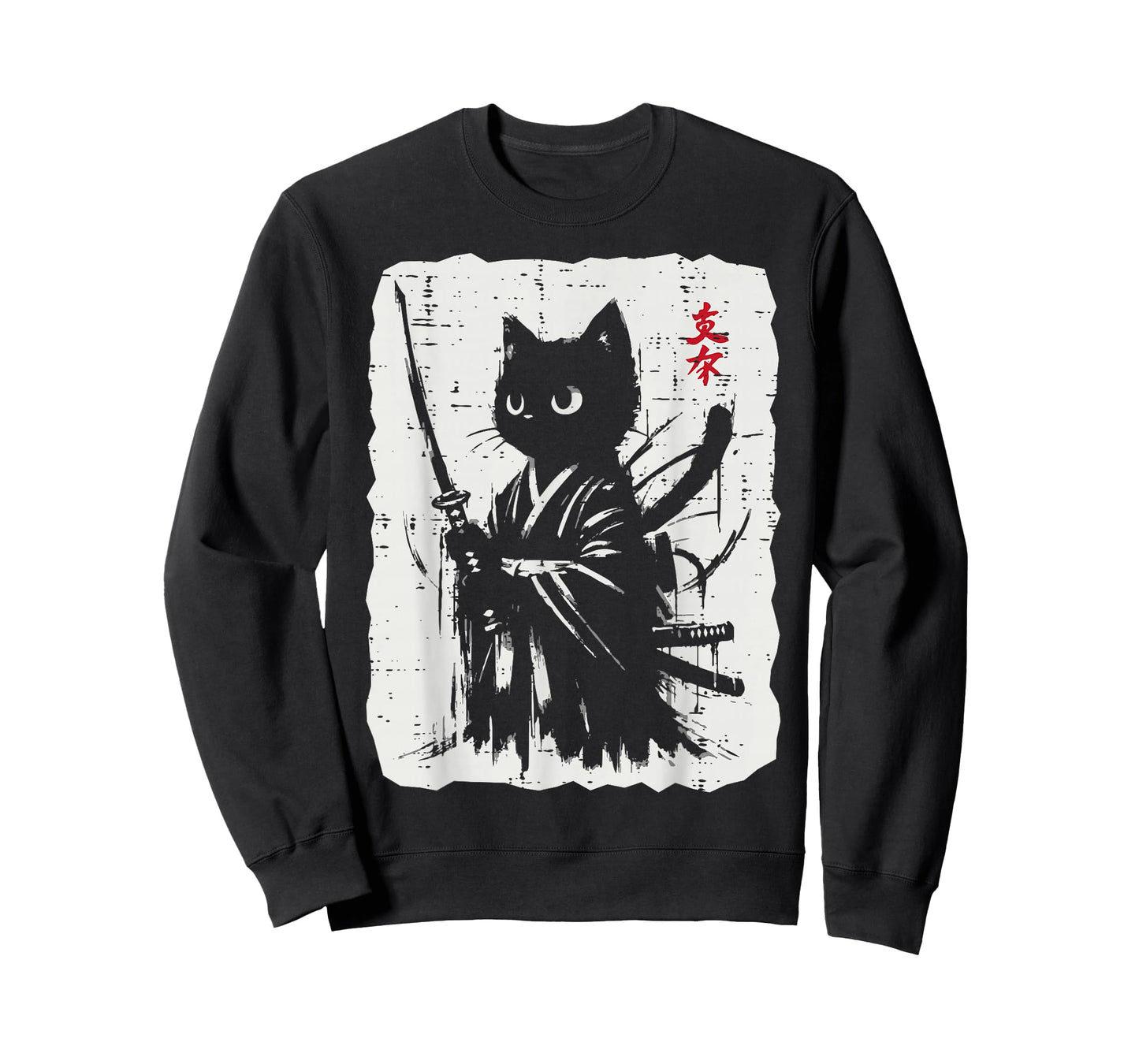 Black Cat Samurai Japanese Katana Kimono Art Women Girls Kid T-Shirt