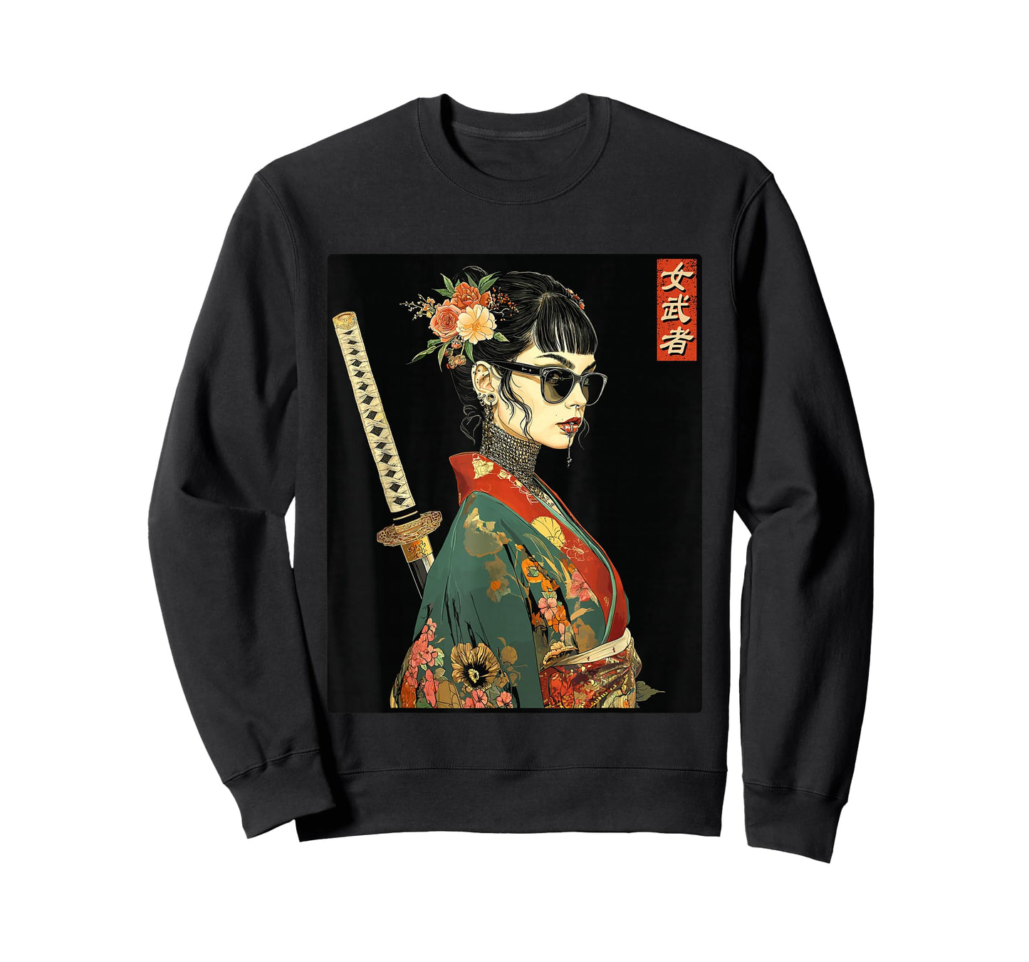 Japanese Gothic Samurai Art Woman With Katana Sword T-Shirt