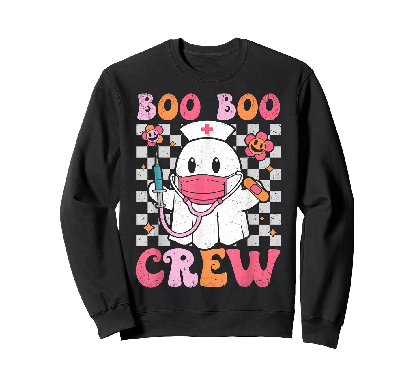 Boo Boo Crew Halloween Ghost Nurse Cute Boo Nursing Groovy T-Shirt