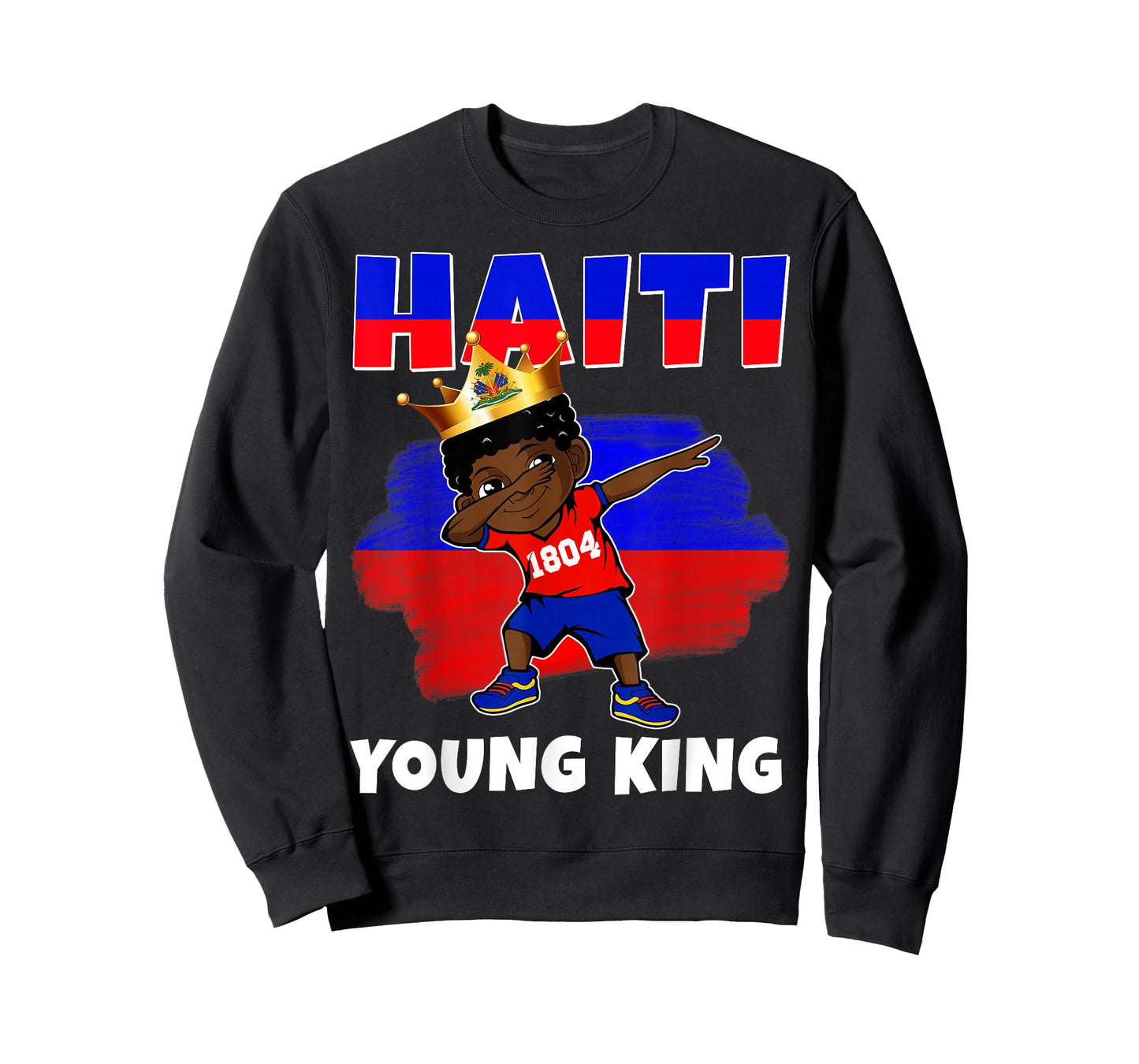 Haiti Young King Haiti Flag Melanin for Black Boys Kids T-Shirt