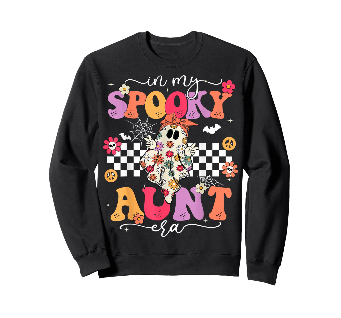 Groovy in My Spooky Aunt Era Retro Auntie Halloween Ghost T-Shirt