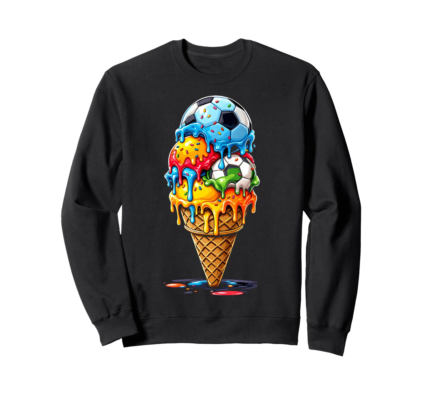 Soccer Drip Boys Girls Ice Cream Drip With Sprinkles Summer T-Shirt