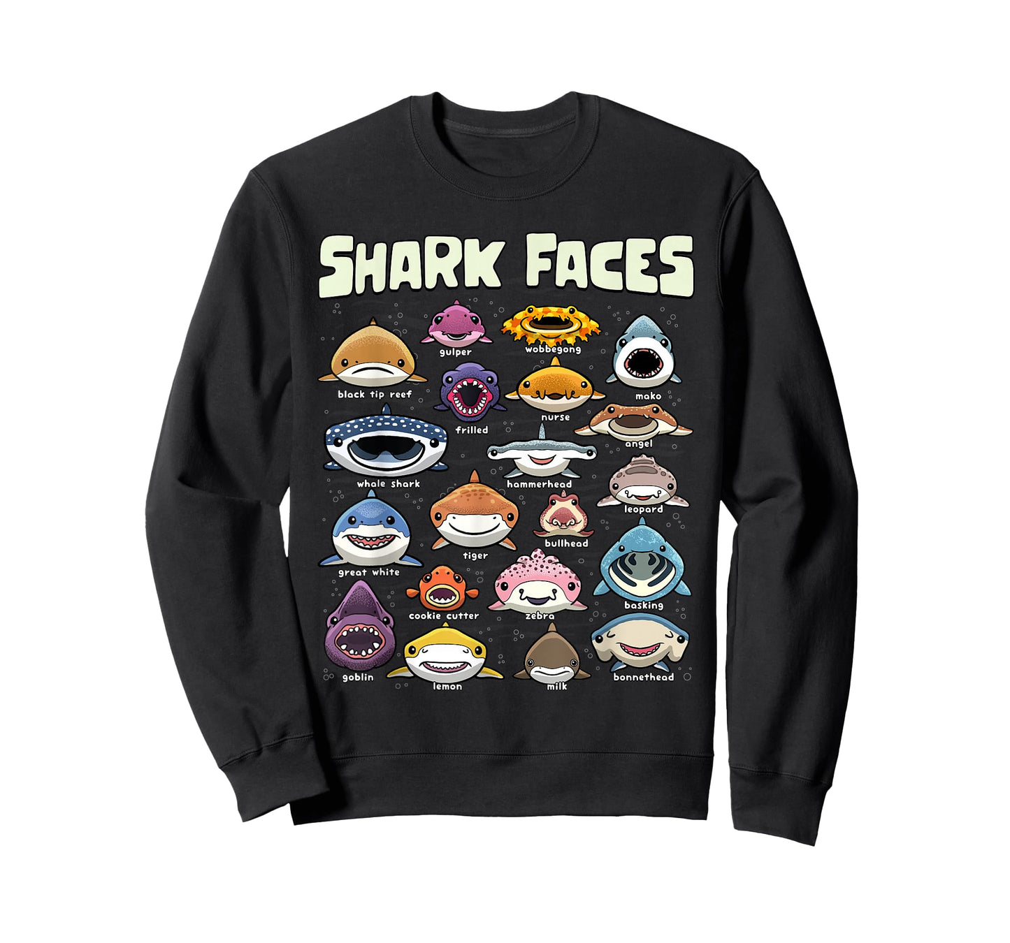 Types of Shark Faces Sea Animals of The World Shark Lover T-Shirt
