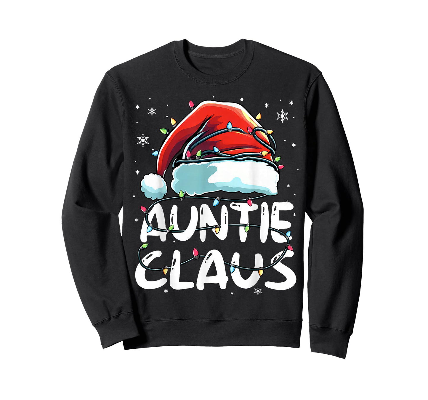 Auntie Claus Christmas Lights Matching Family Xmas Pajama T-Shirt