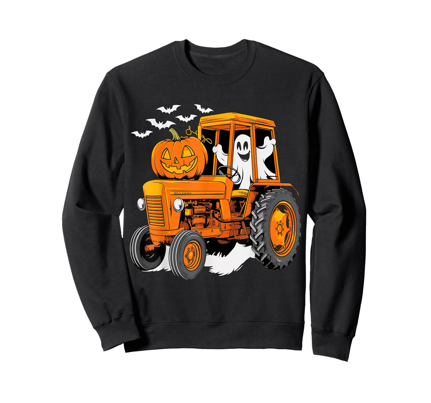 Farmer Tractor Ghost and Pumpkin Halloween Costume T-Shirt