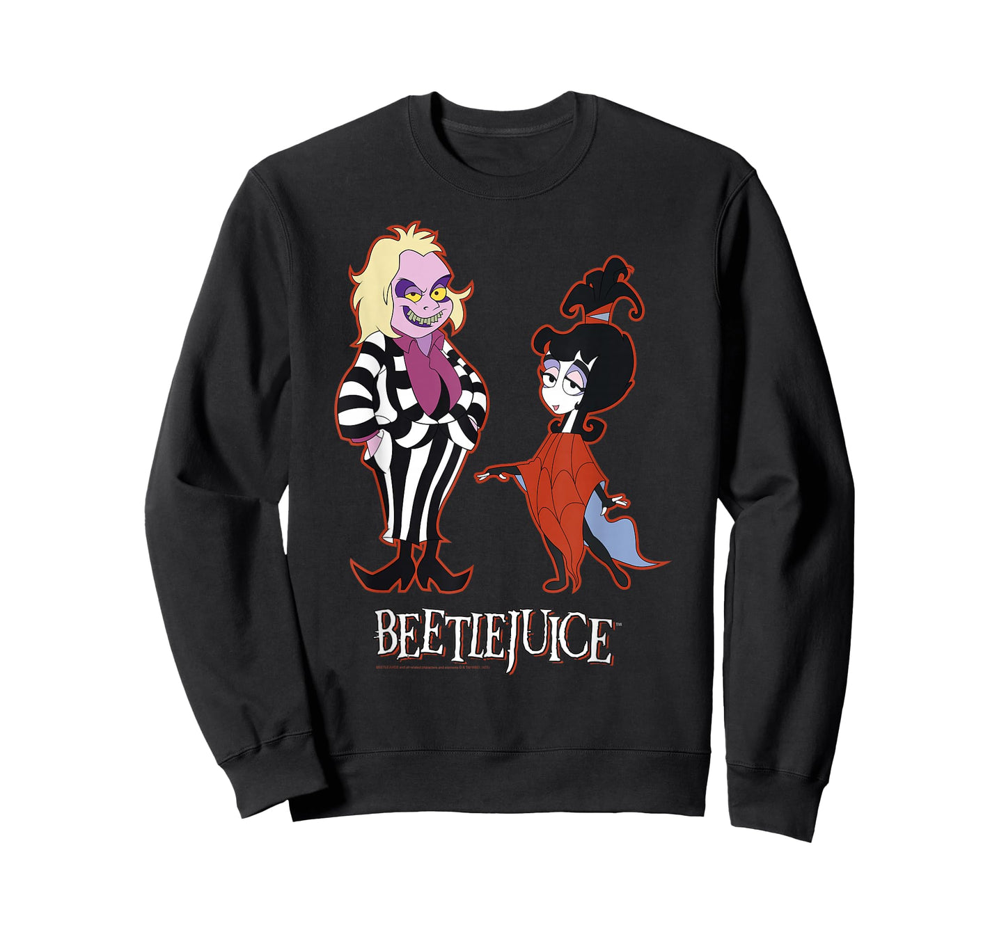 Beetlejuice Red Outline Beetlejuice and Lydia Cartoon T-Shirt