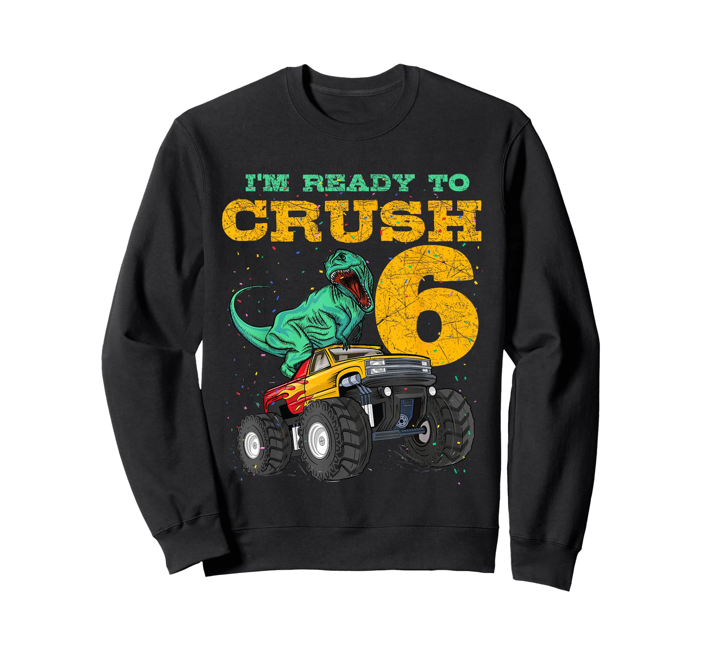 6th Birthday Monster Truck Dino 6 Years Old Bday T-Shirt