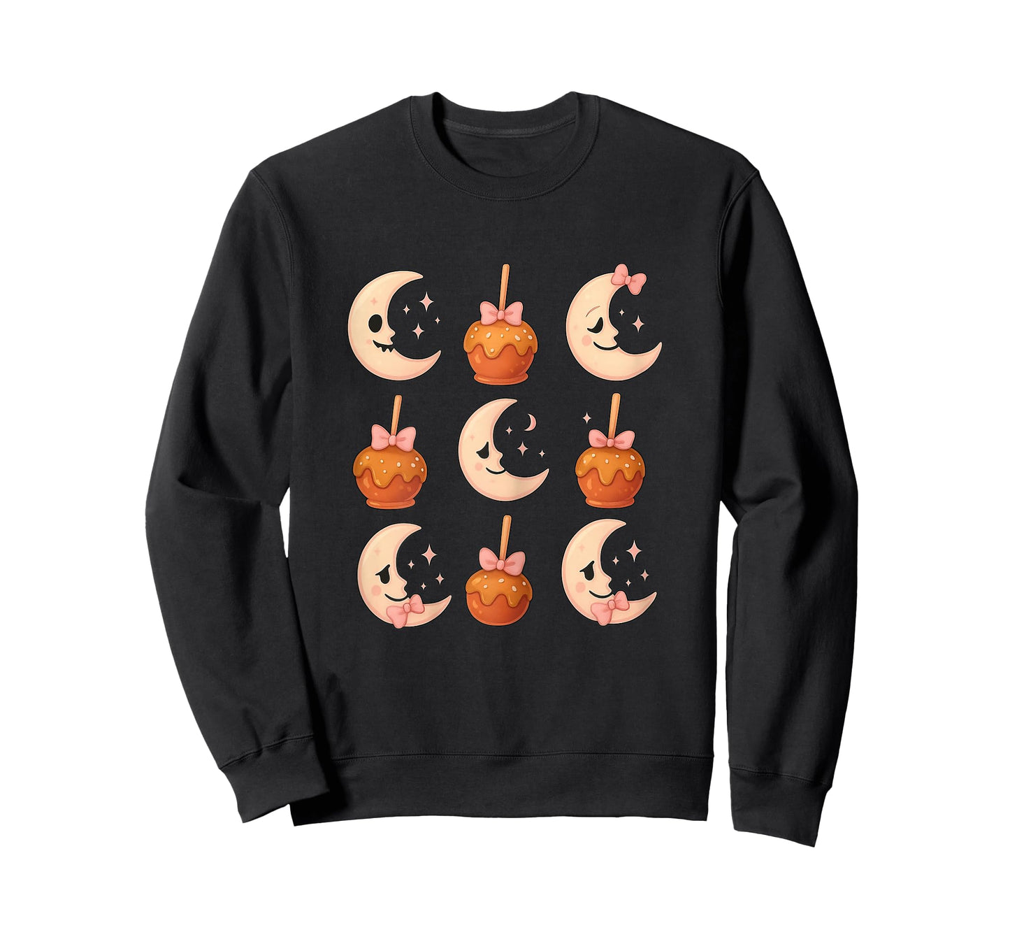 Coquette Bow Apple Candy Moon Halloween Fall Thanksgiving T-Shirt