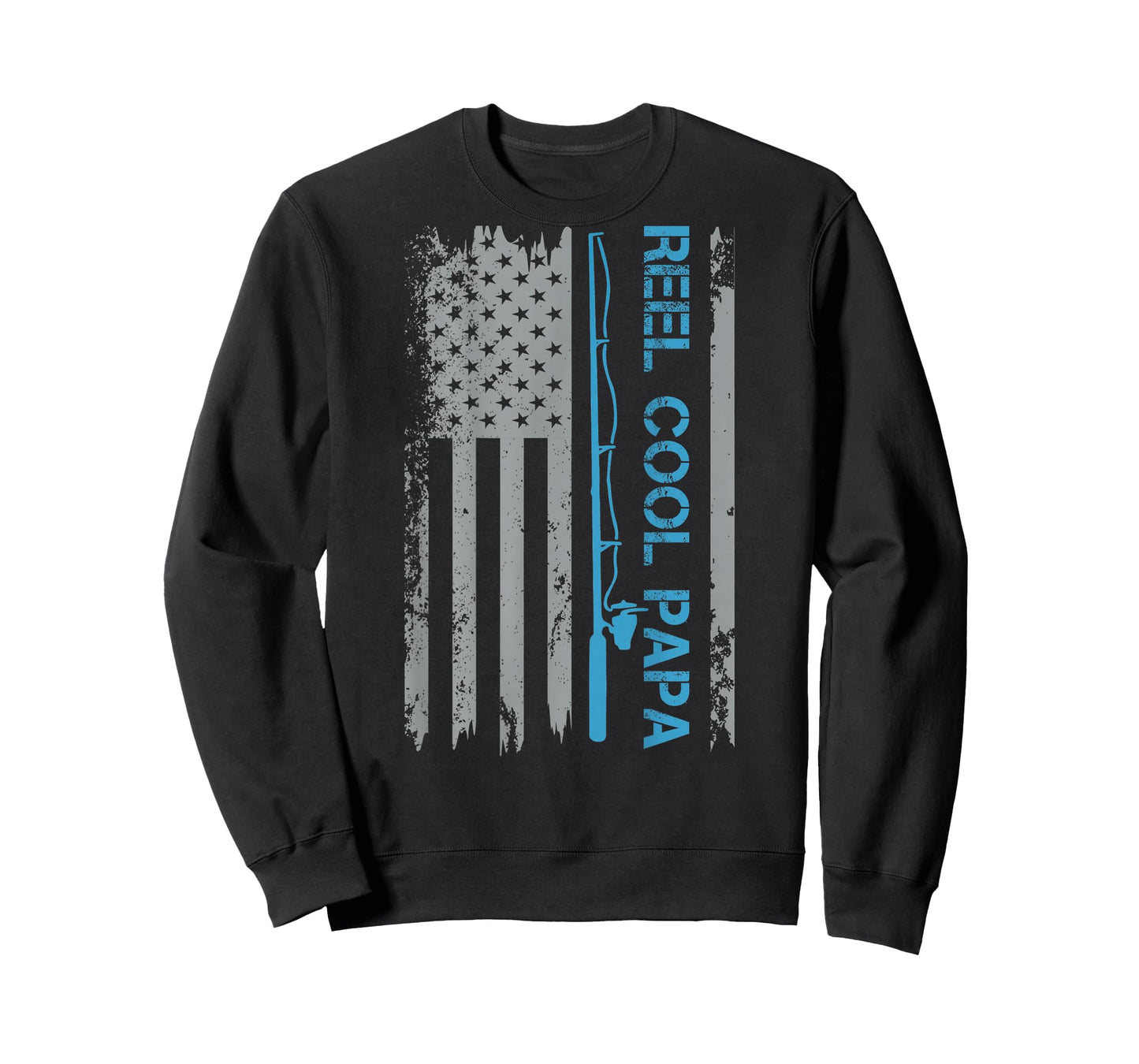 Mens Reel Cool Papa Fishing US Flag Patriotic 4th Of July On Back T-Shirt