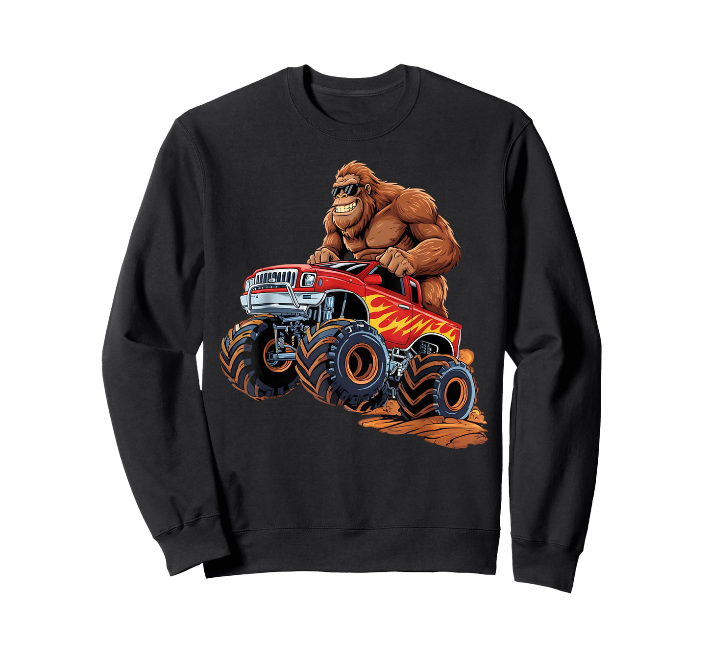Funny Bigfoot Riding Monster Truck Sasquatch Graphic T-Shirt