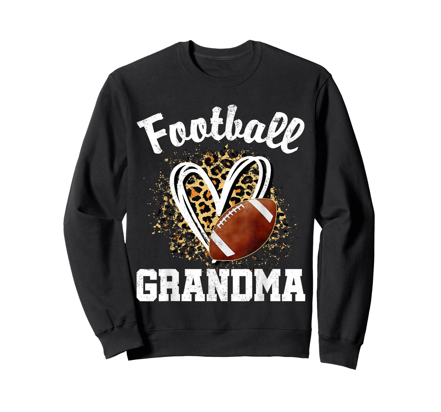 Football Grandma Leopard Heart T-Shirt
