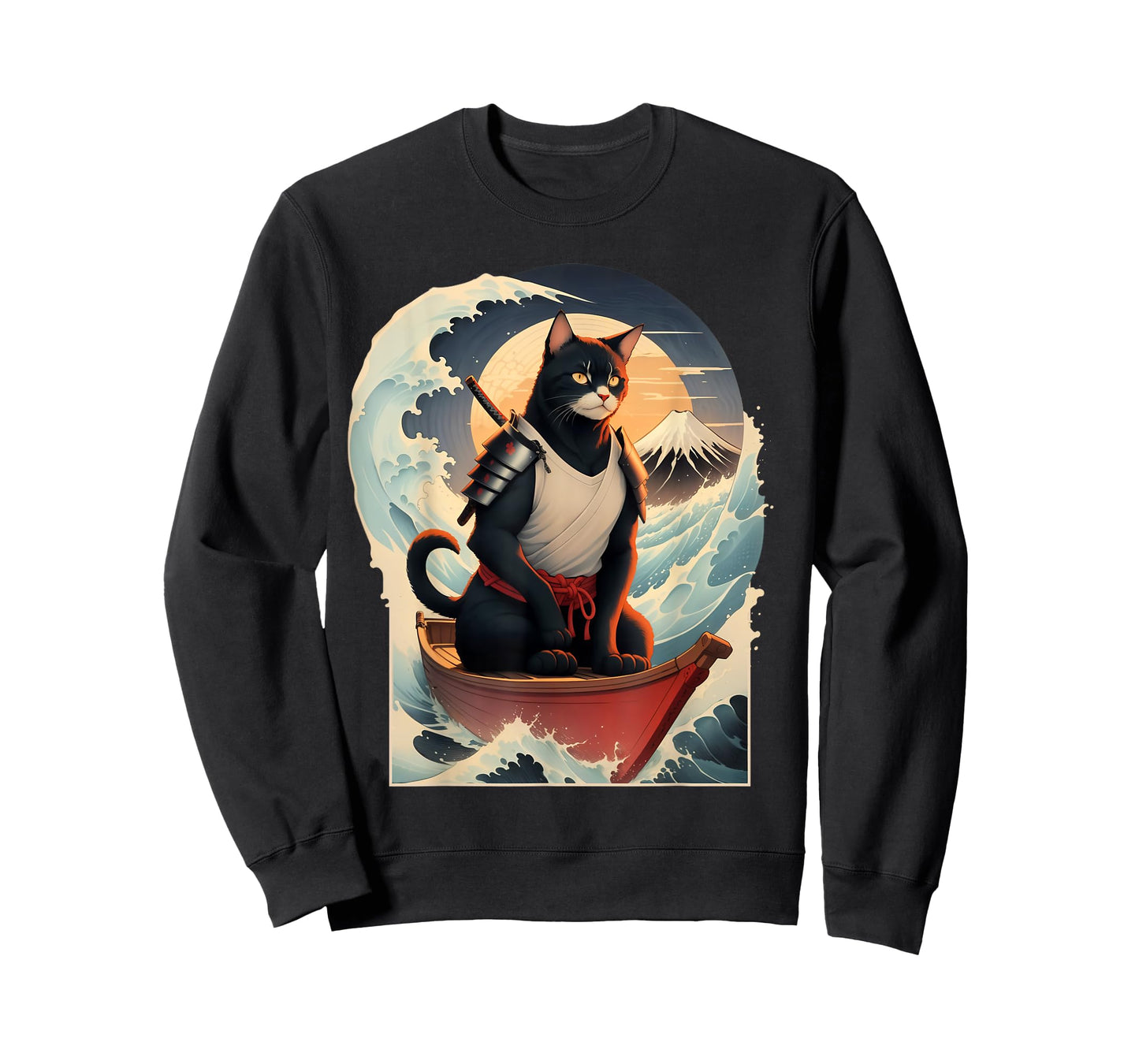 Japanese Samurai Cat Men Women Girls Kids T-Shirt