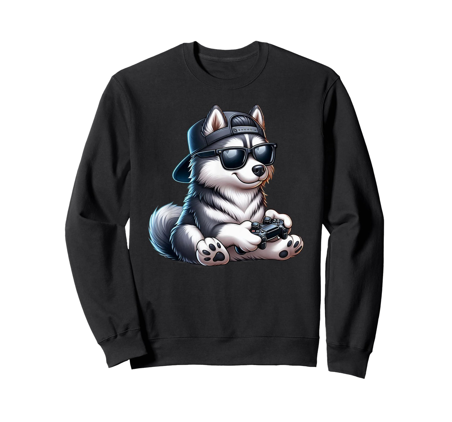 Funny Husky Dog Playing Video Games Dog Playing Video Games T-Shirt for Men Women Kids