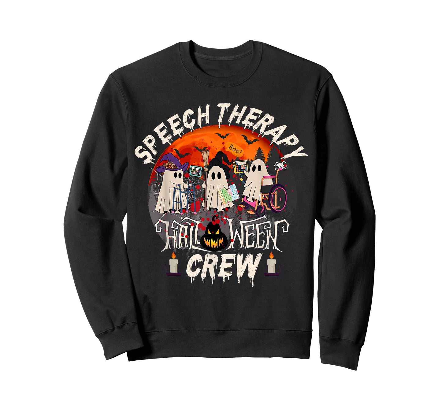 Speech Therapist Halloween Shirt Speech Therapy Boo Crew T-Shirt