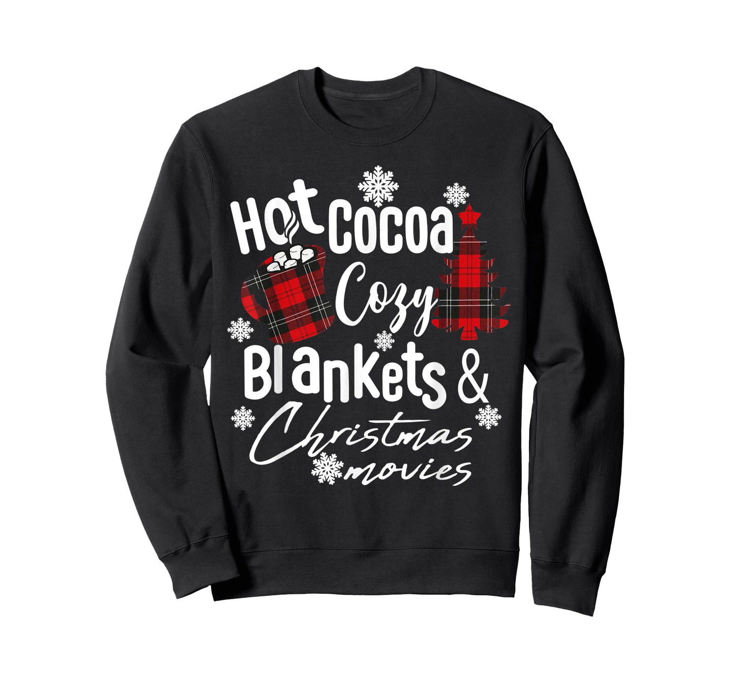 Hot Cocoa Warm Blankets and Christmas Movies Christmas tree T-Shirt