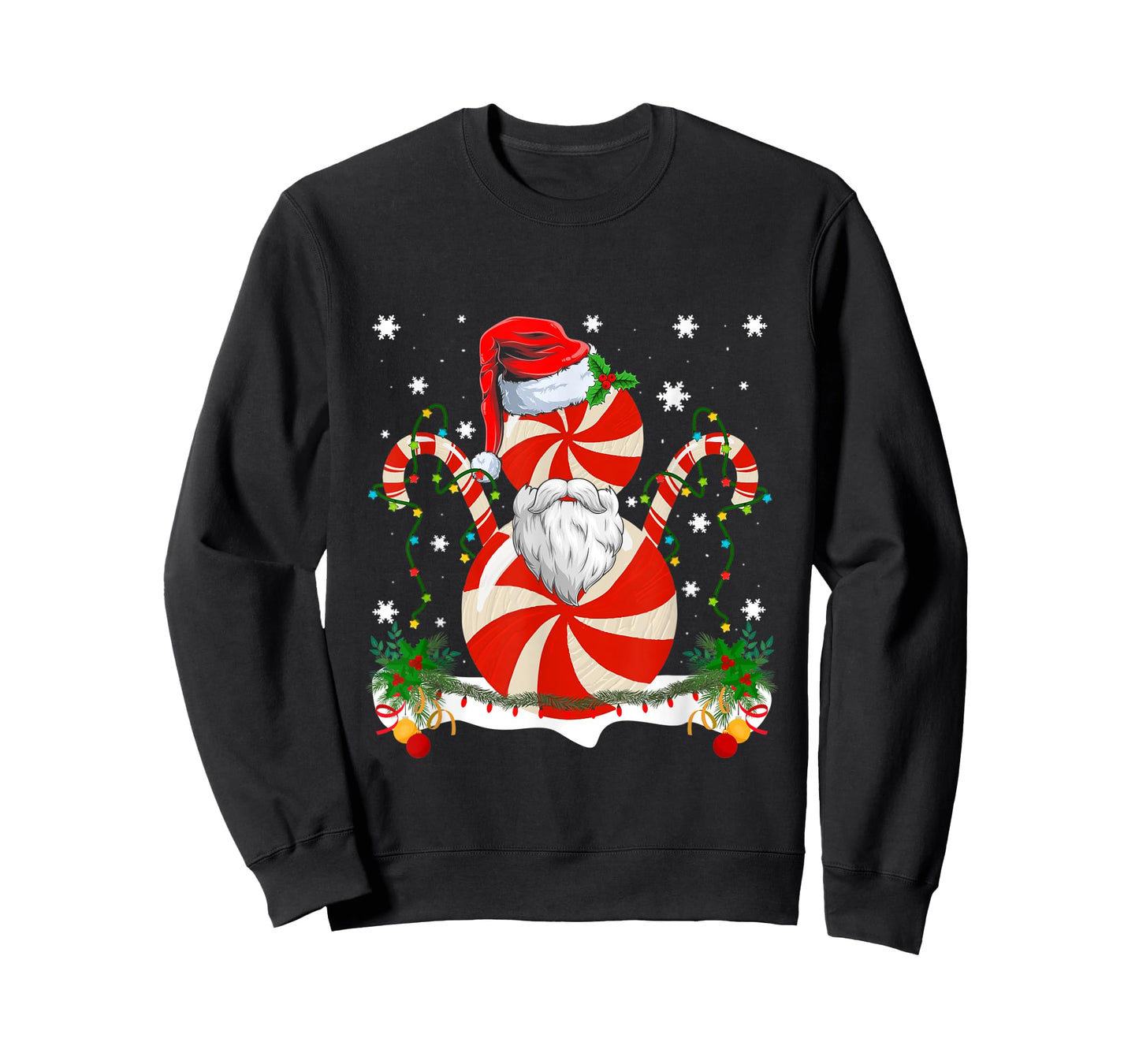 Funny Christmas Peppermint Candy Cane Snowman Decoration T-Shirt
