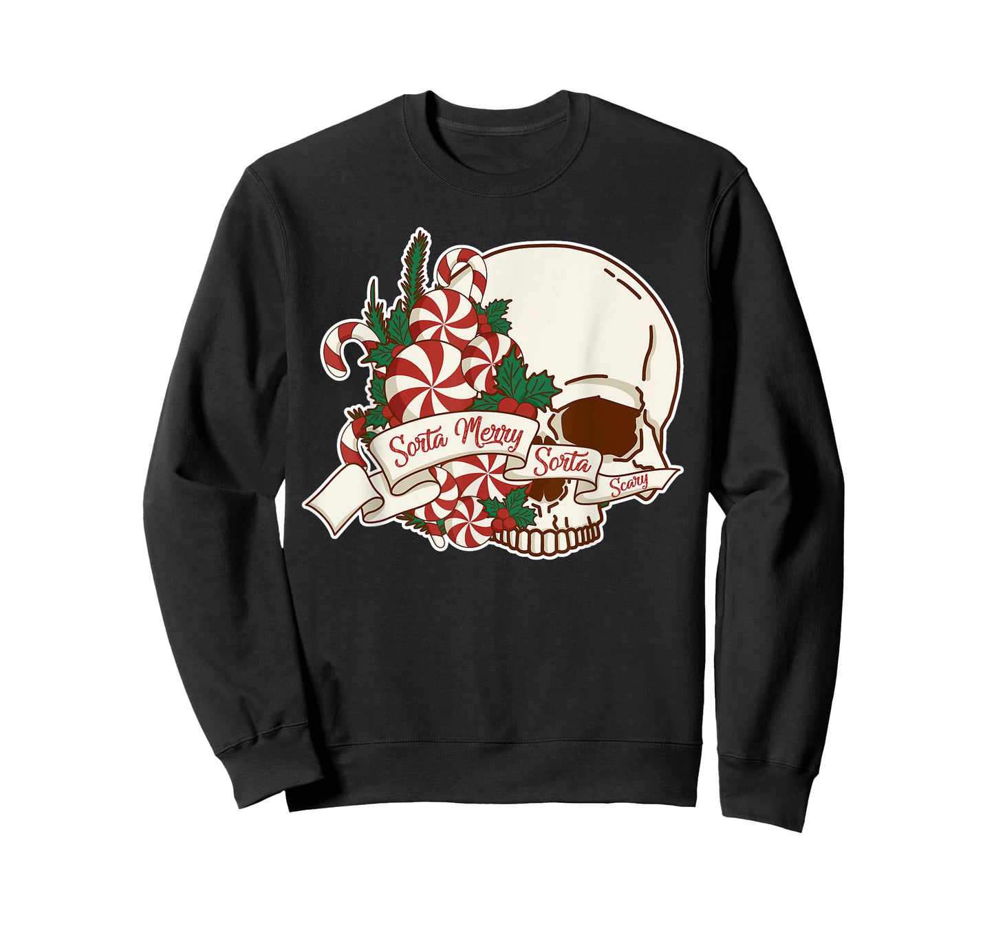 Sorta Merry Sorta Scary Skull Christmas Peppermint Candy T-Shirt