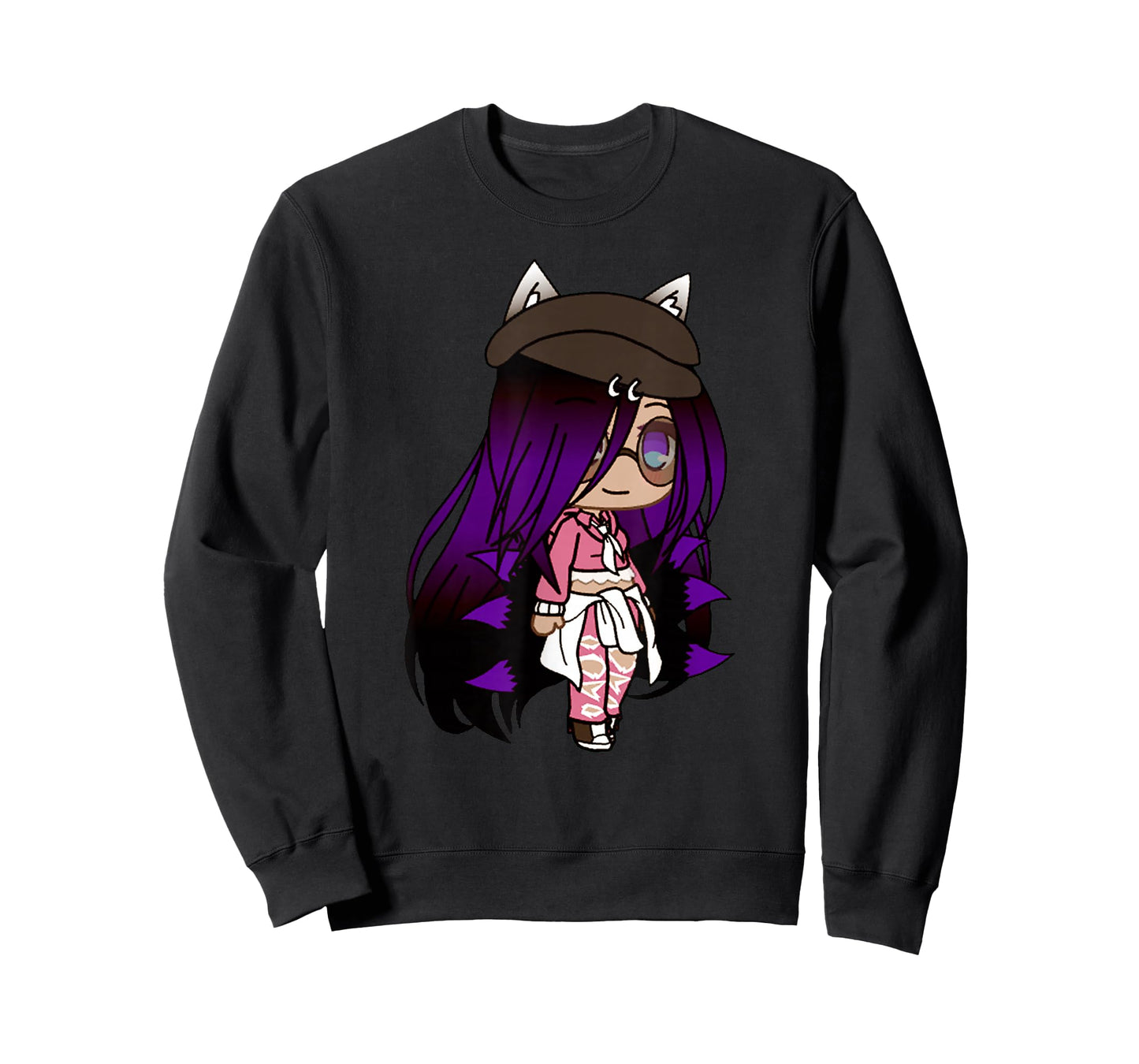 Cute Chibi Style Kawaii Anime Girl with Fox Ears and Tails T-Shirt