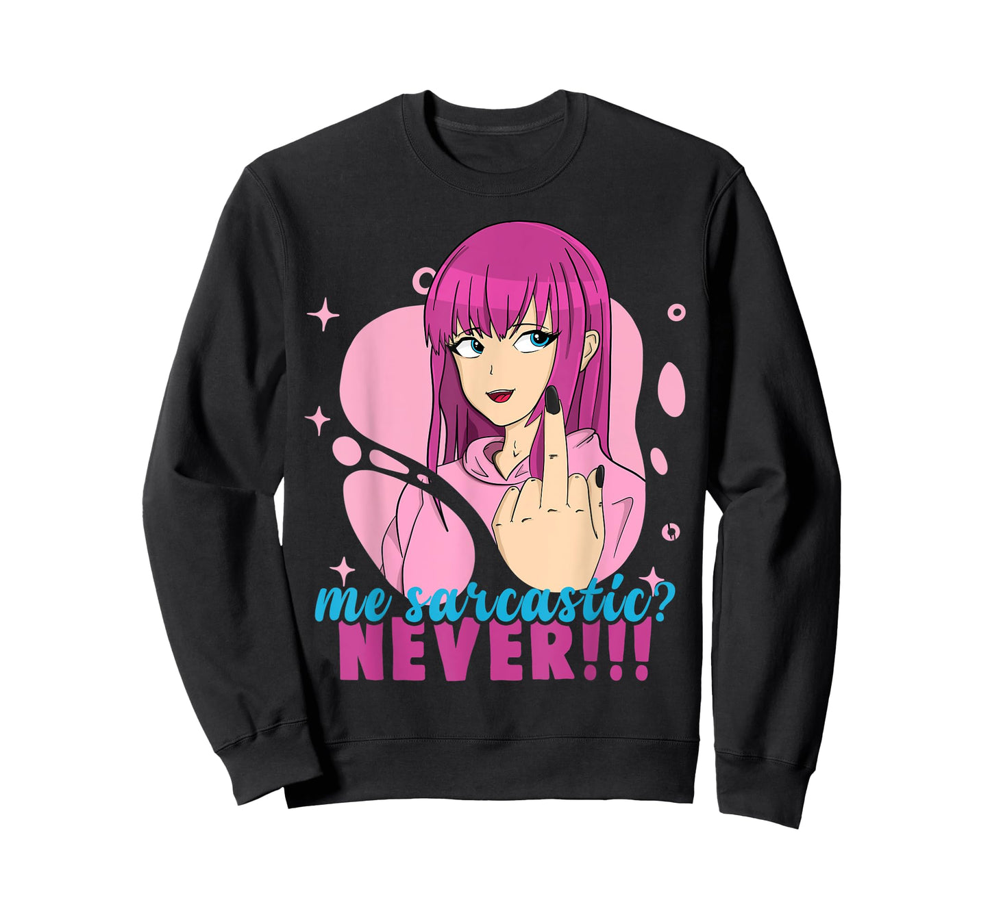 Me Sarcastic? Never! Pastel Goth Anime Girl Flipping Off T-Shirt