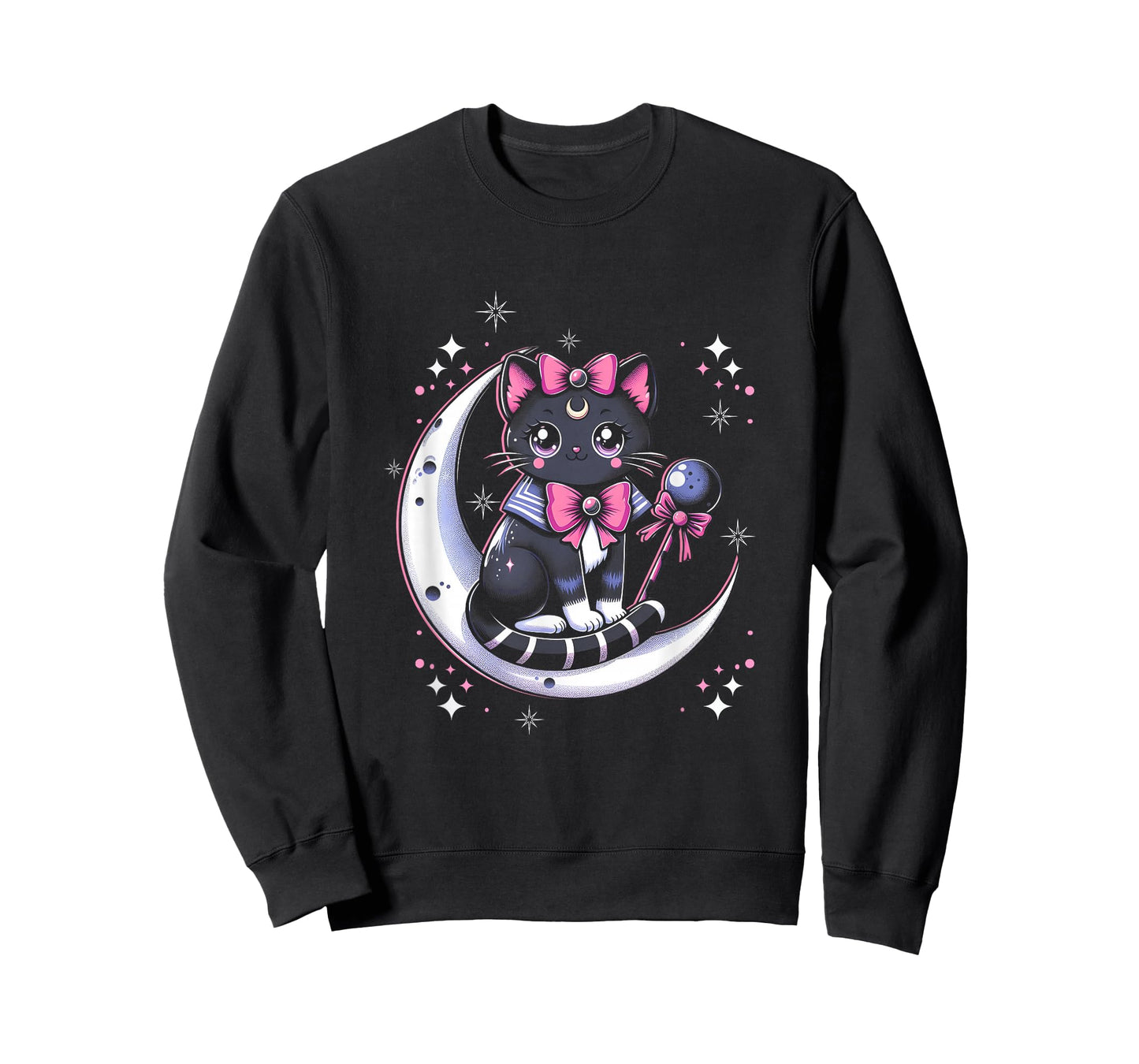 Sailor Meow Cat Sitting On The Moon Space Gothic Halloween T-Shirt