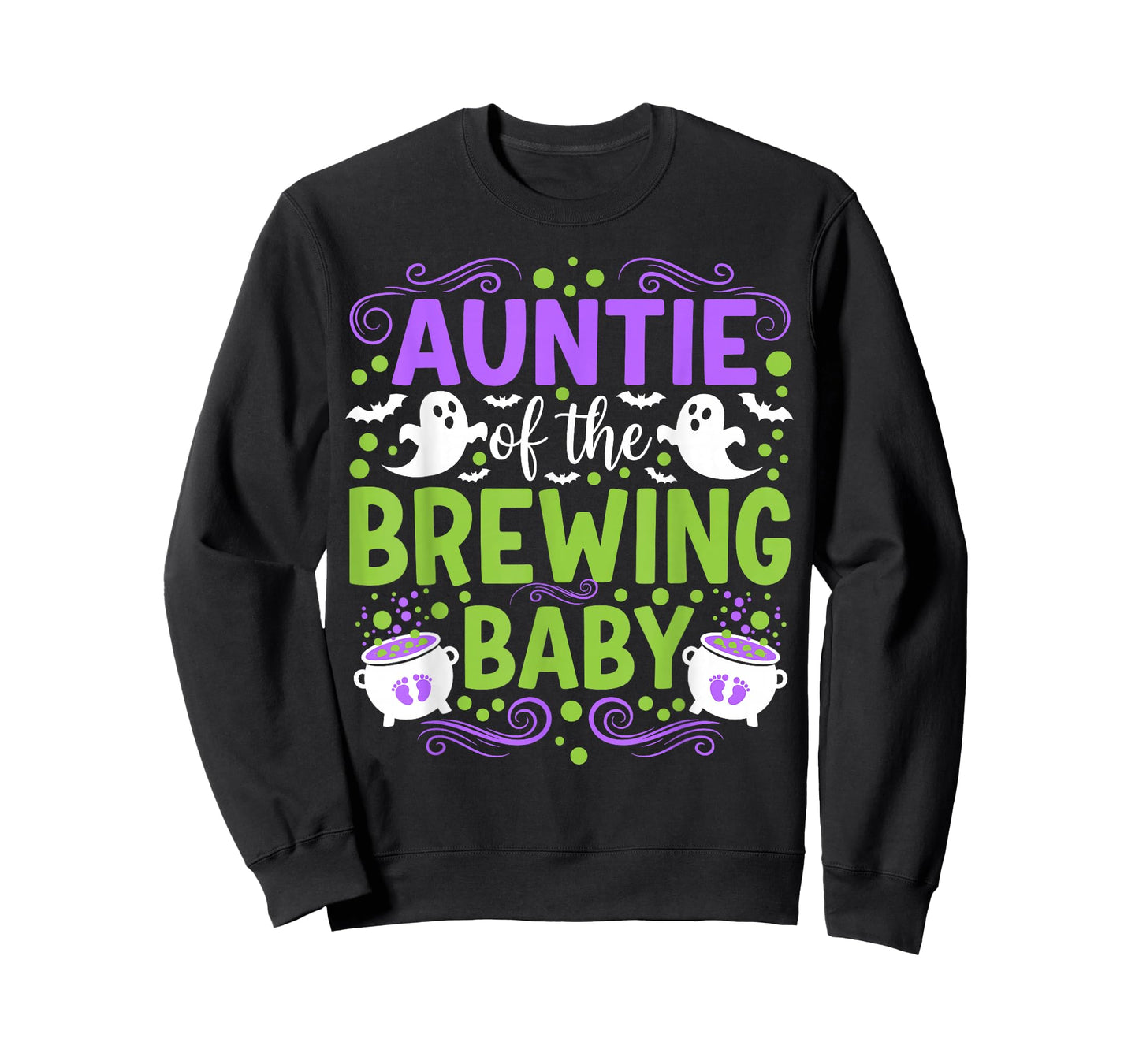Auntie of Brewing Baby Halloween Baby Shower Witch Ghost T-Shirt